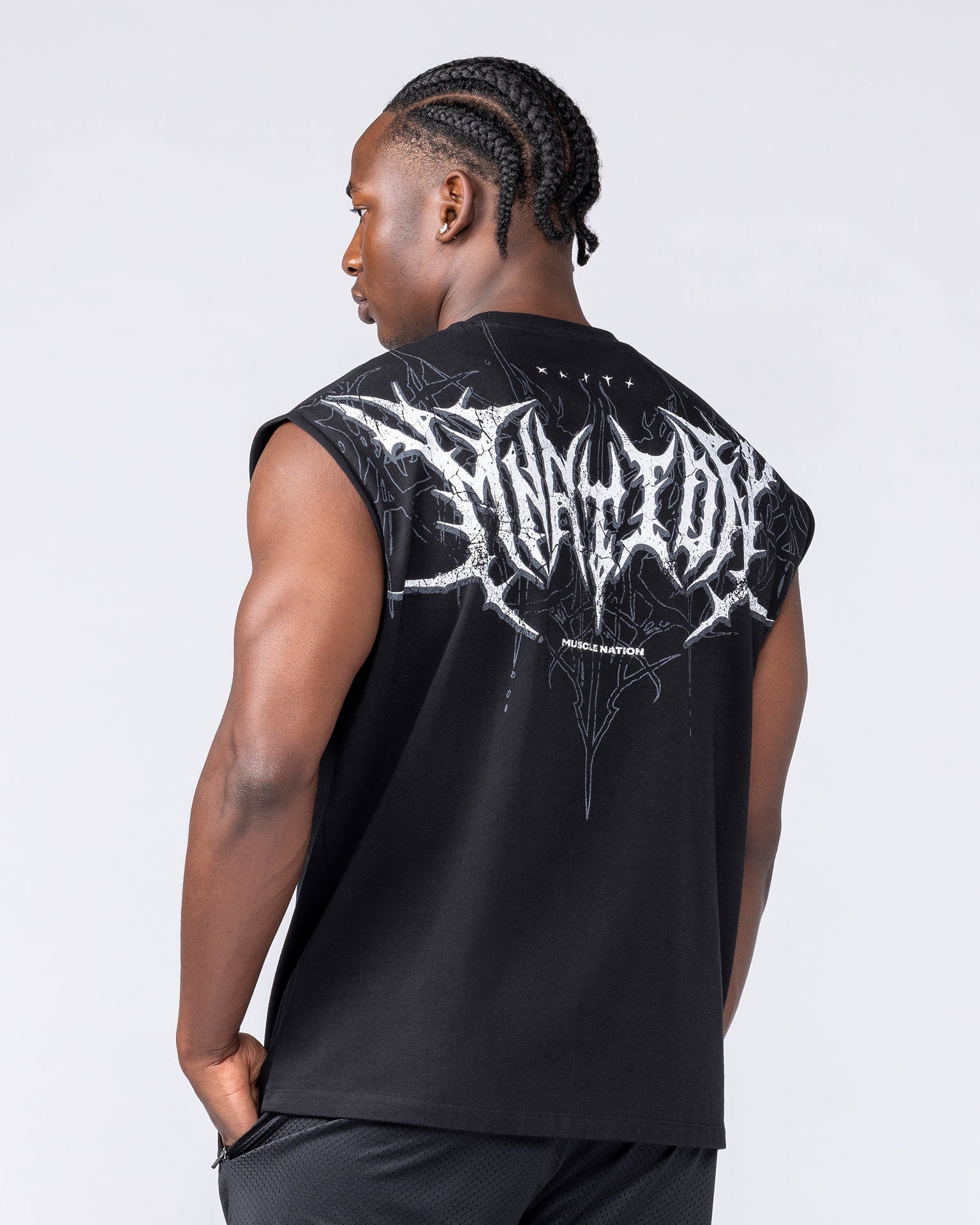 Gothic Boxy Muscle Tank - Black