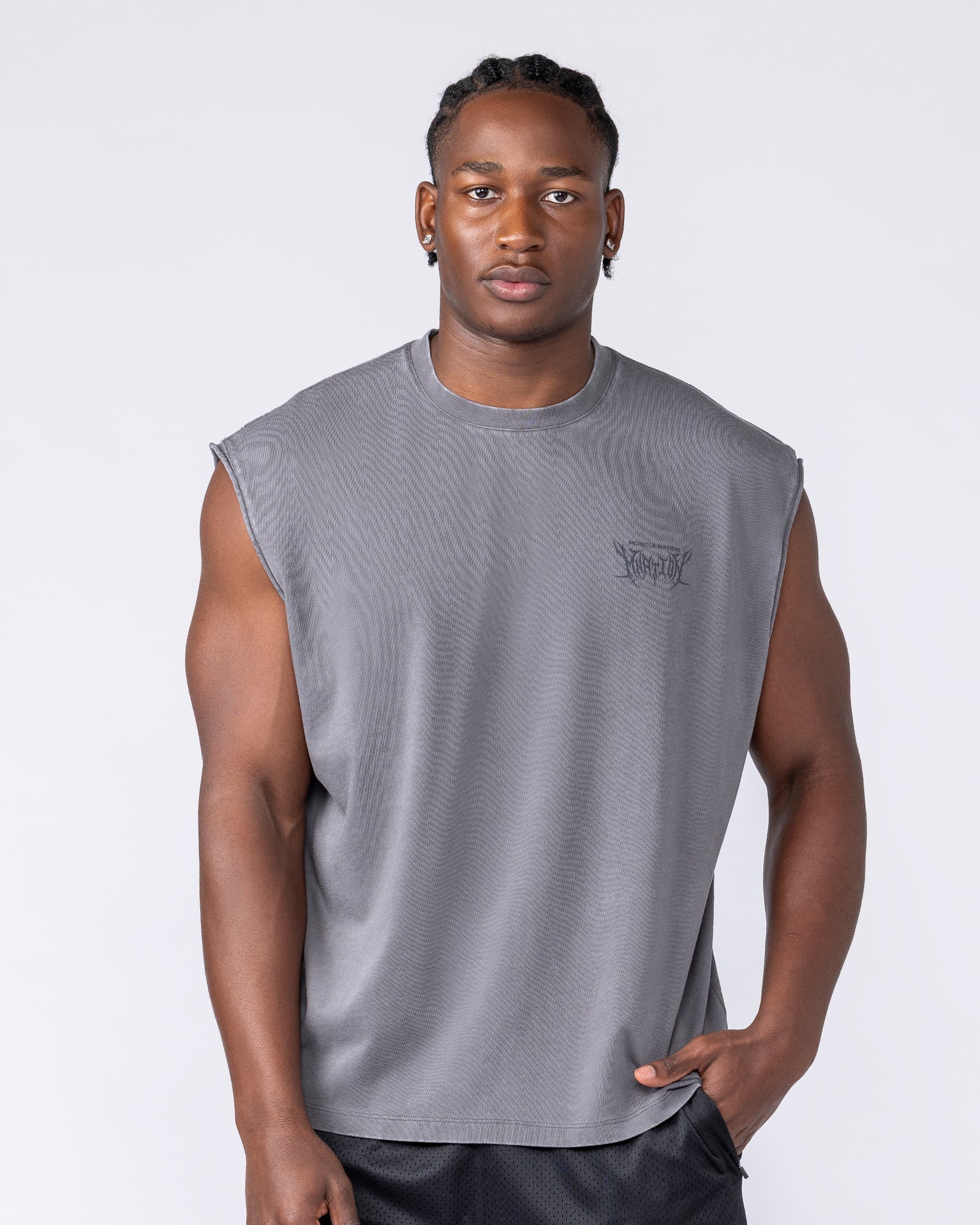 Gothic Boxy Muscle Tank - Washed Tornado