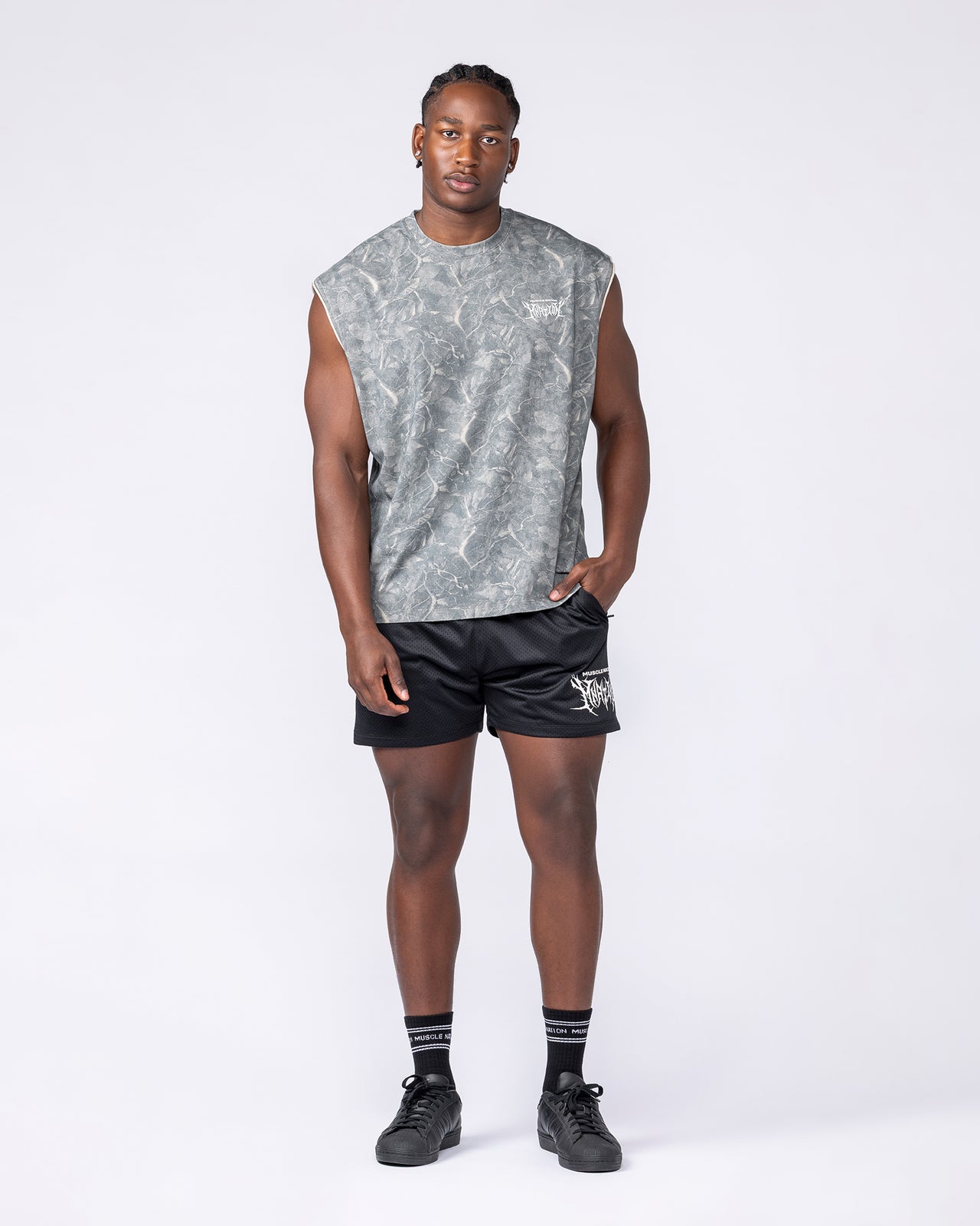 Gothic Boxy Muscle Tank - Washed Tree Camo