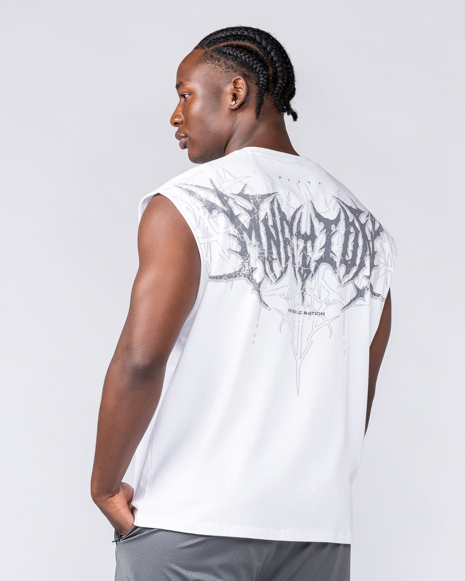 Gothic Boxy Muscle Tank - White