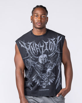 Gothic Eagle Boxy Muscle Tank Washed Black - Muscle Nation men's muscle tank