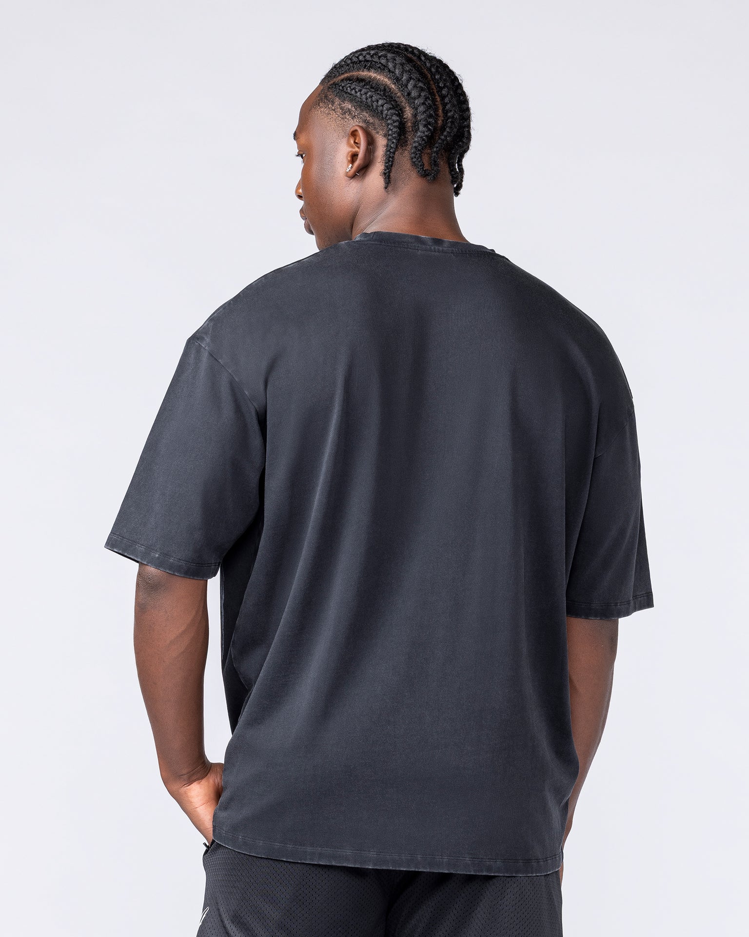 Gothic Eagle Oversized Tee - Washed Black