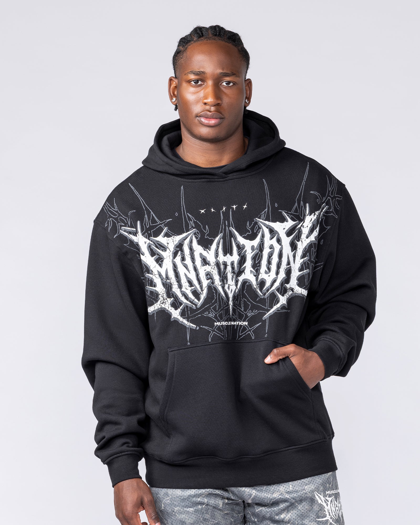 Gothic Oversized Hoodie - Black