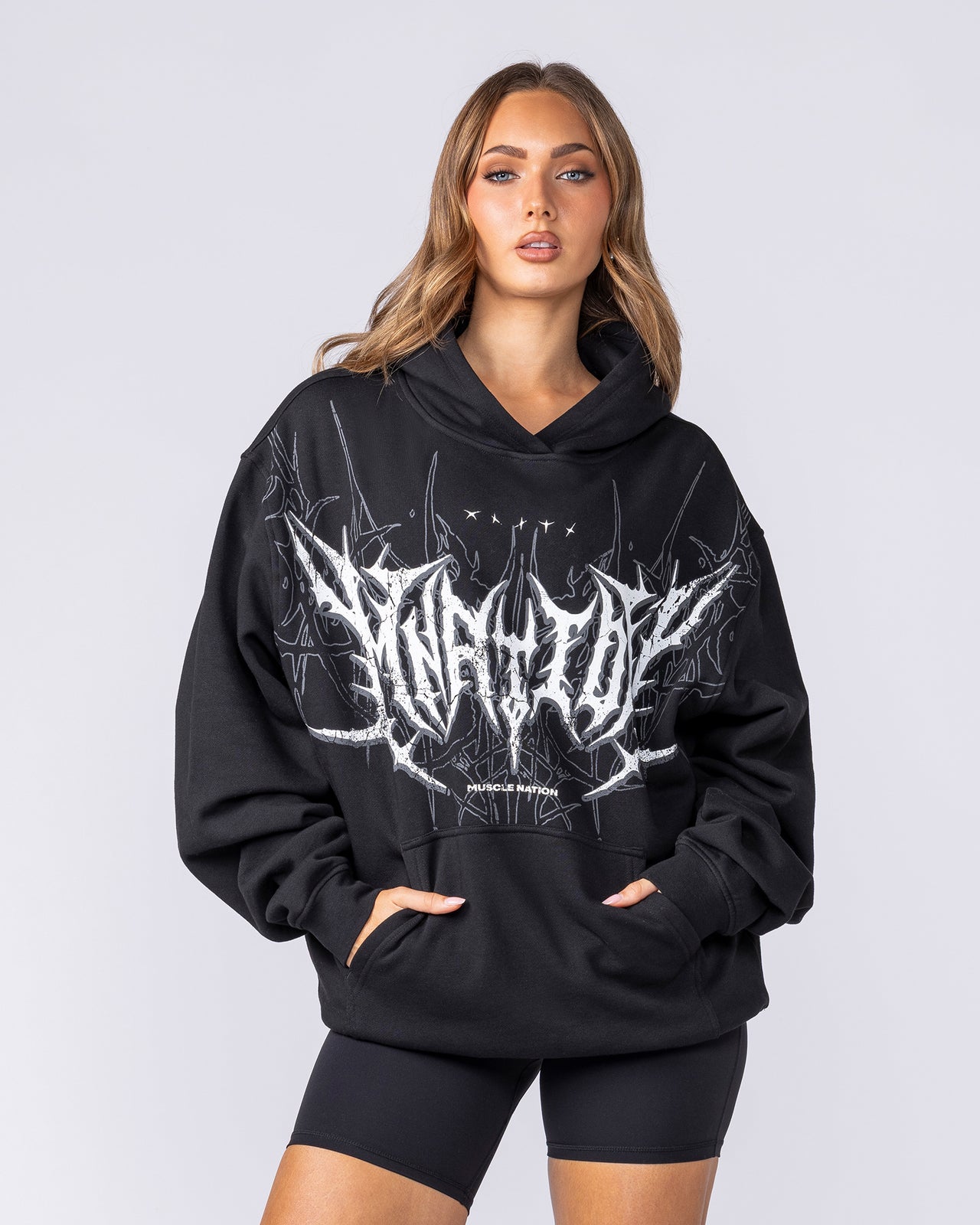 Gothic Oversized Hoodie - Black