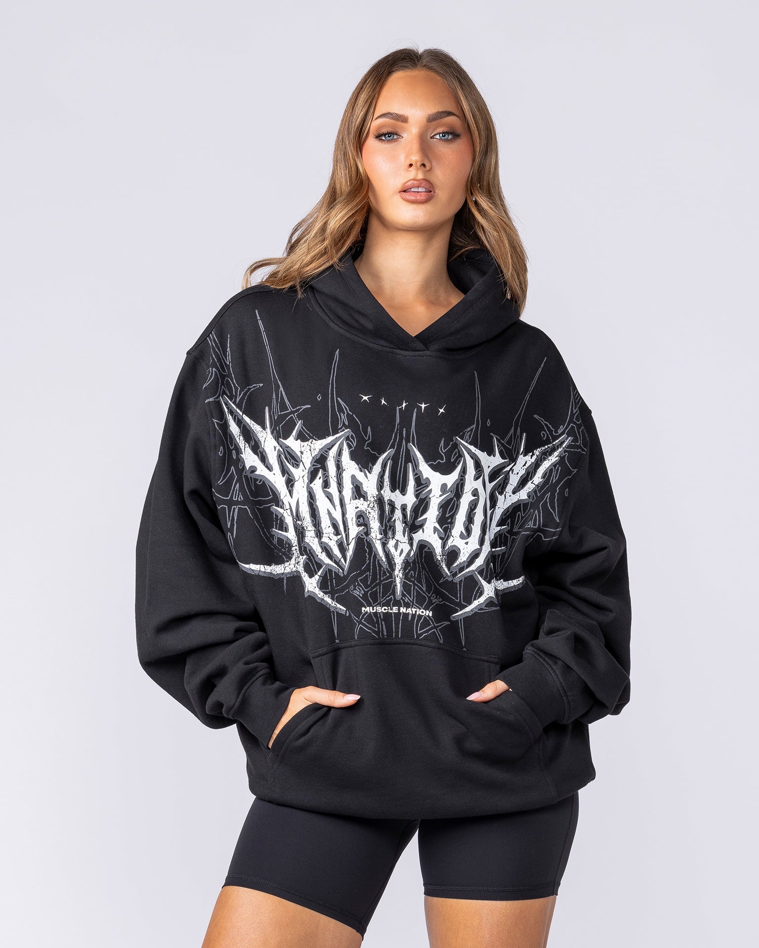 Gothic Oversized Hoodie - Black