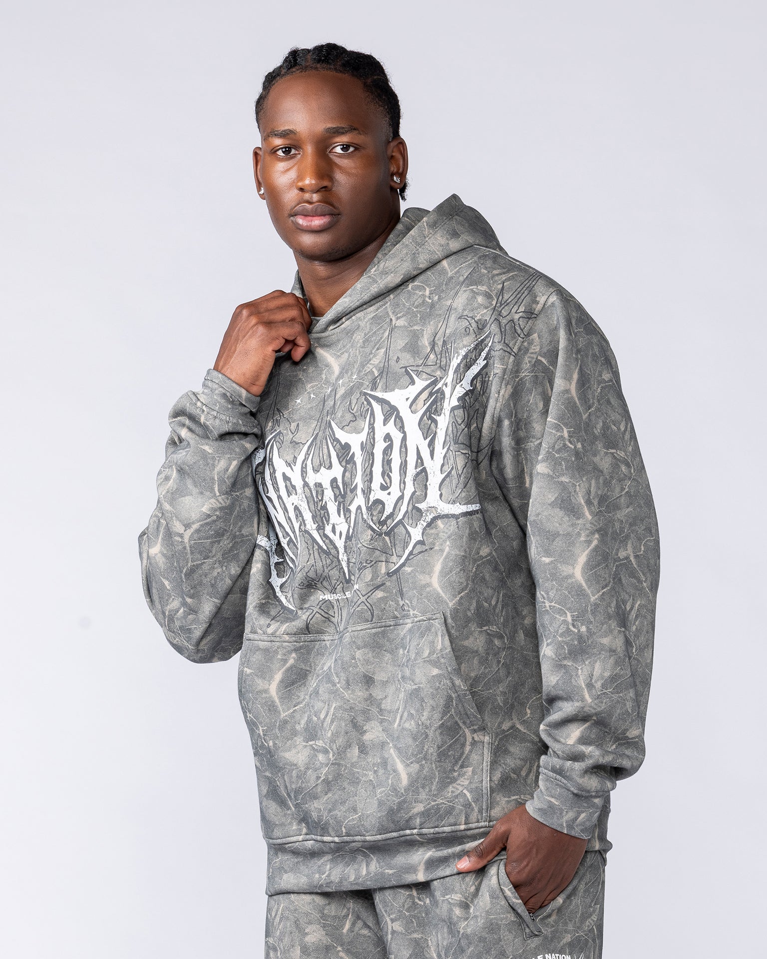 Gothic Oversized Hoodie - Washed Tree Camo