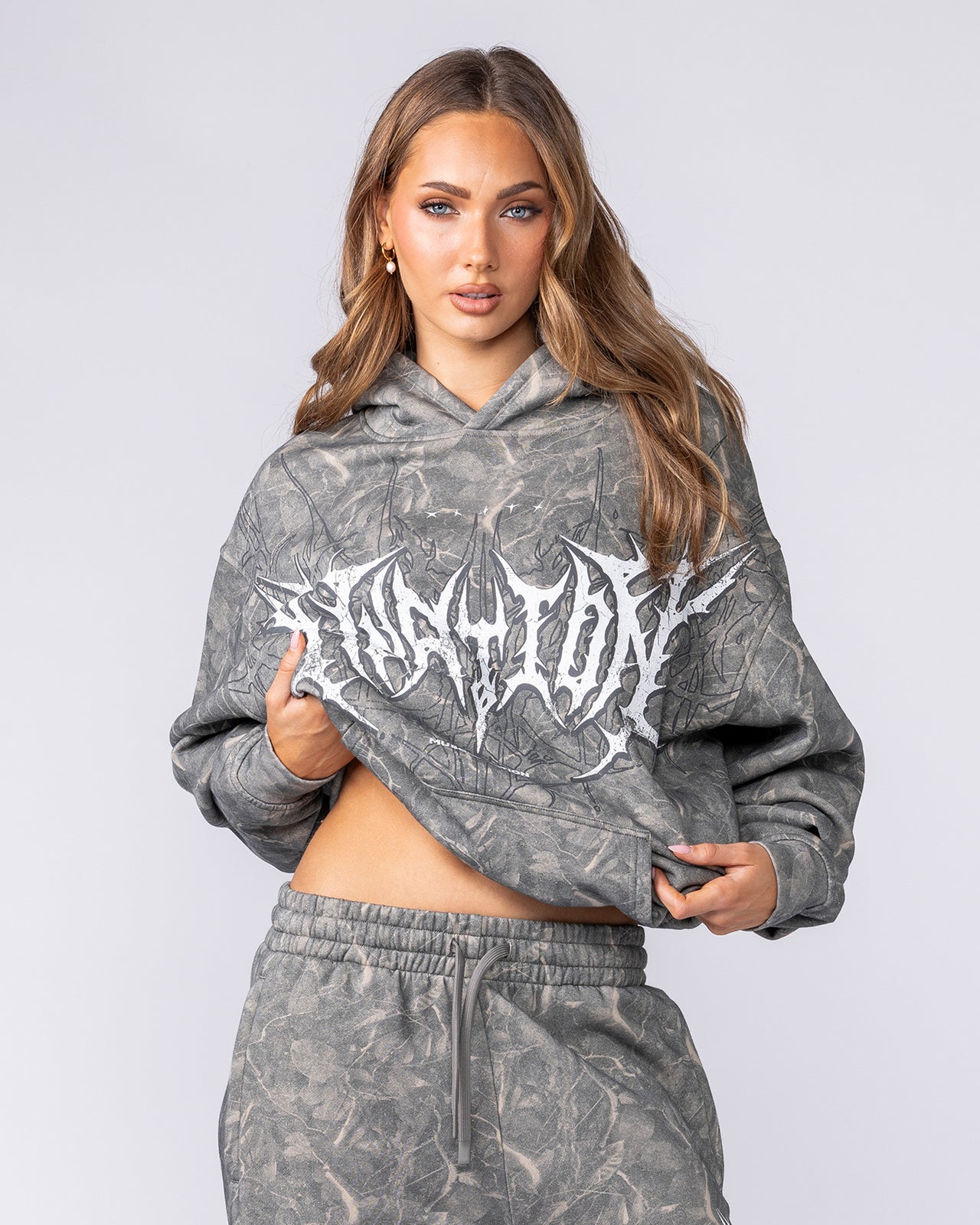 Gothic Oversized Hoodie - Washed Tree Camo