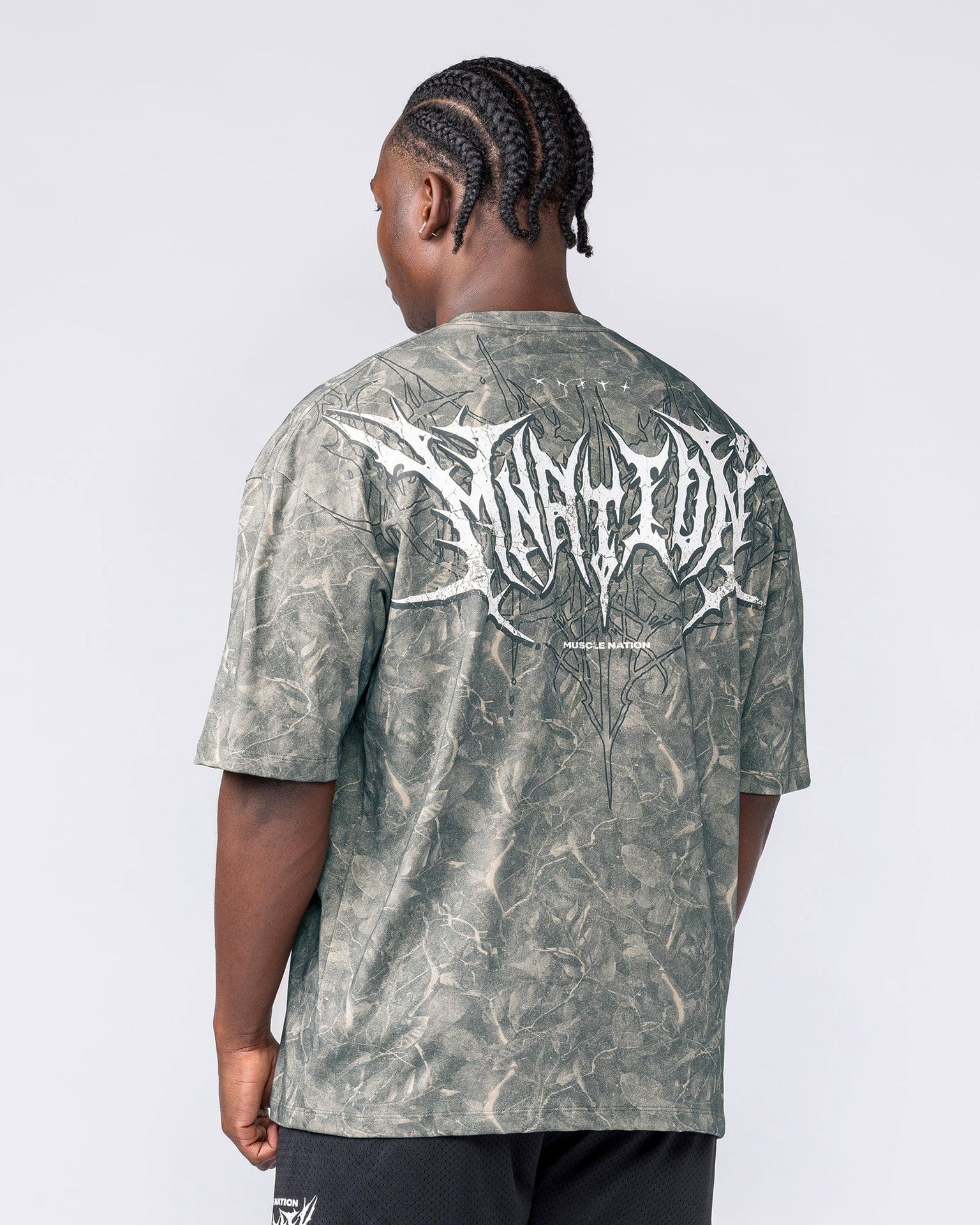Gothic Oversized Tee - Washed Tree Camo