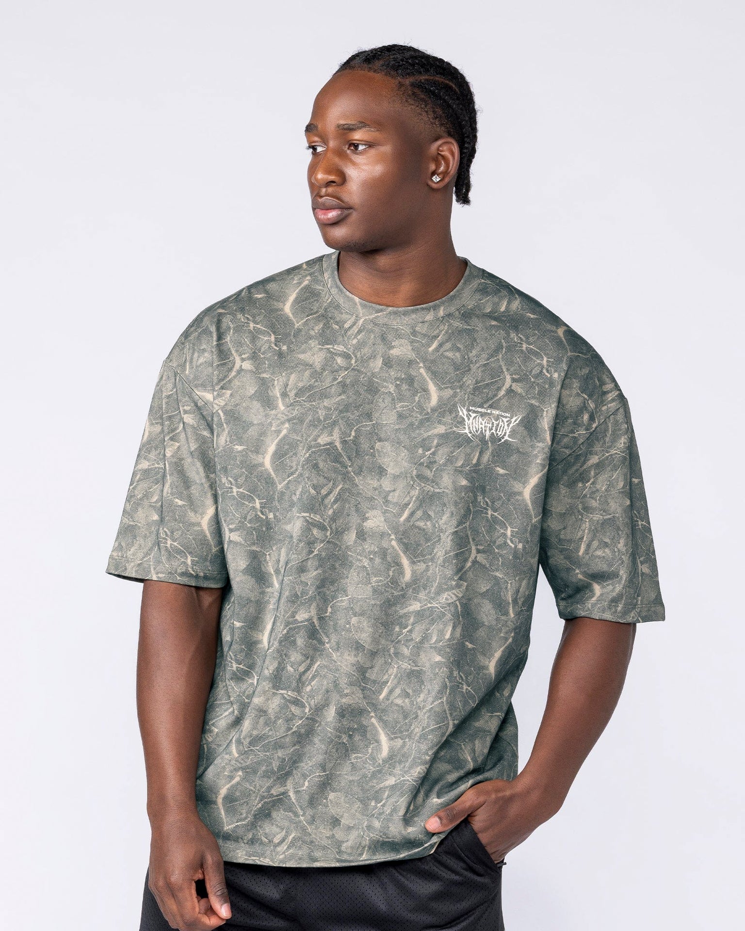 Gothic Oversized Tee - Washed Tree Camo