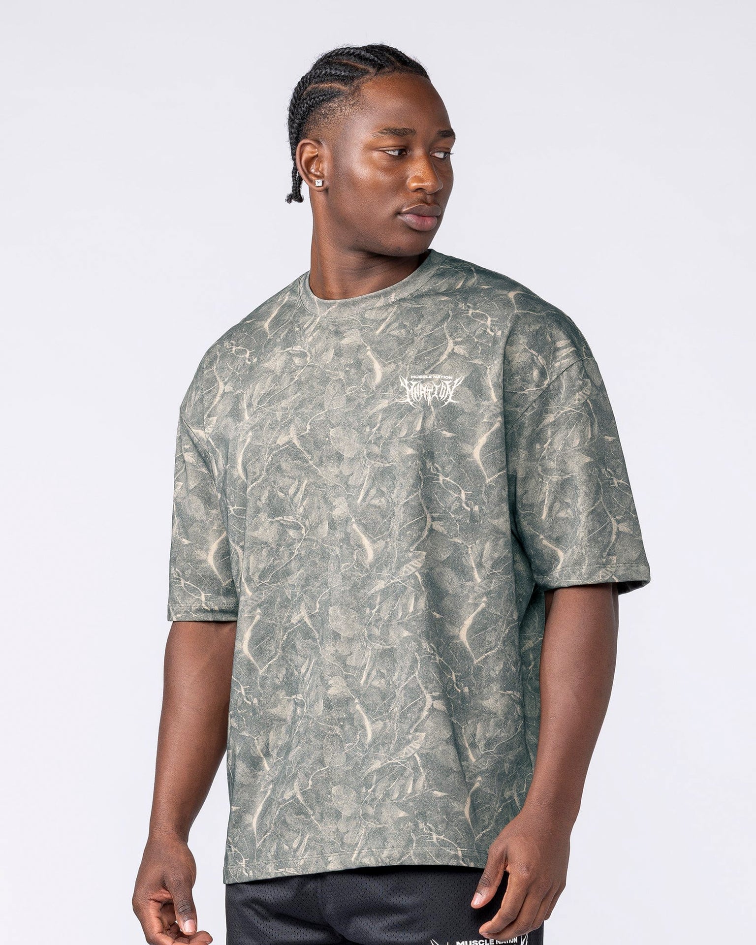 Gothic Oversized Tee - Washed Tree Camo