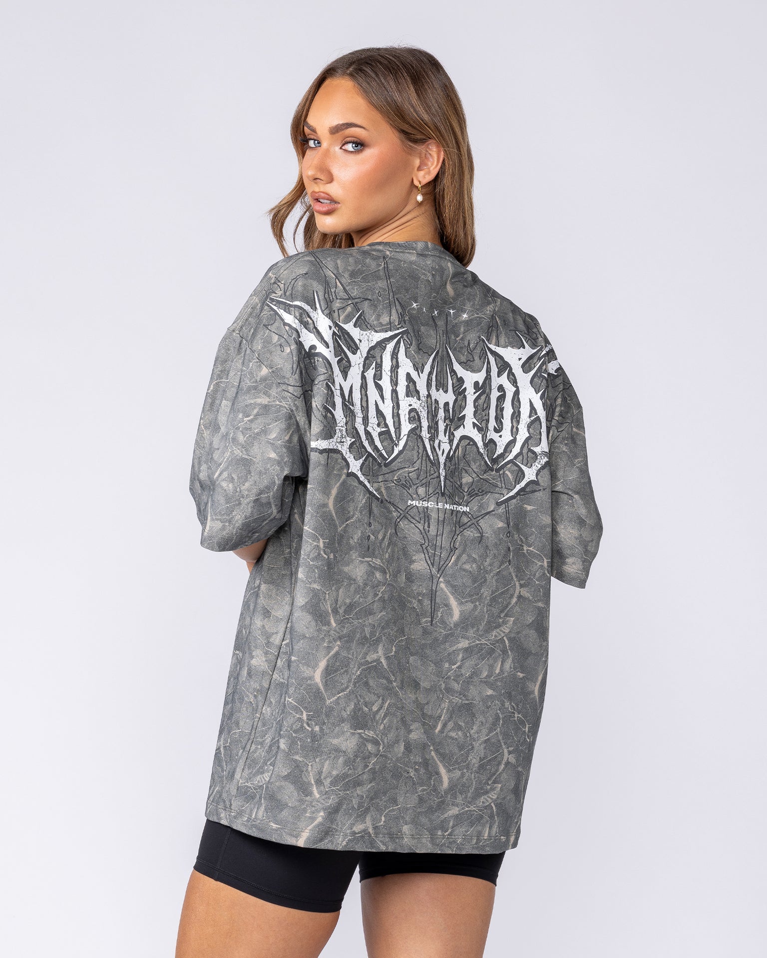 Gothic Oversized Tee - Washed Tree Camo