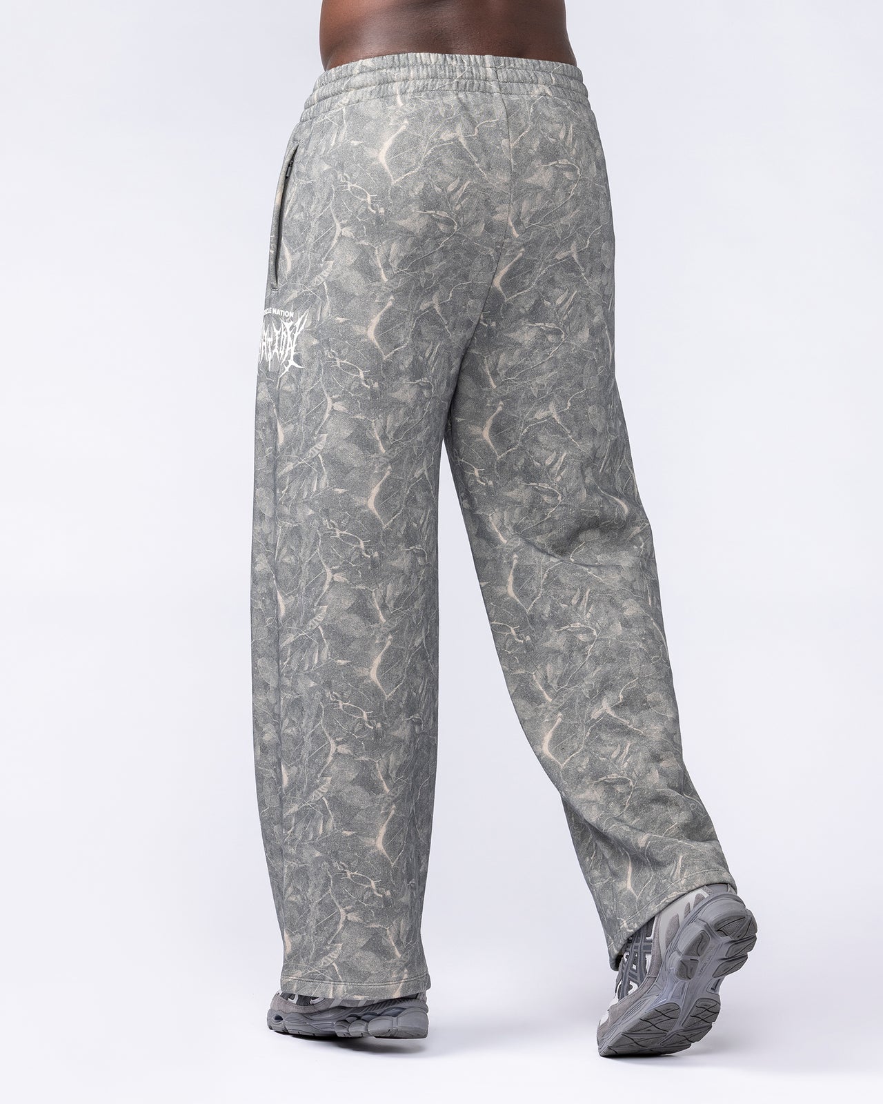 Gothic Wide Leg Trackies - Washed Tree Camo