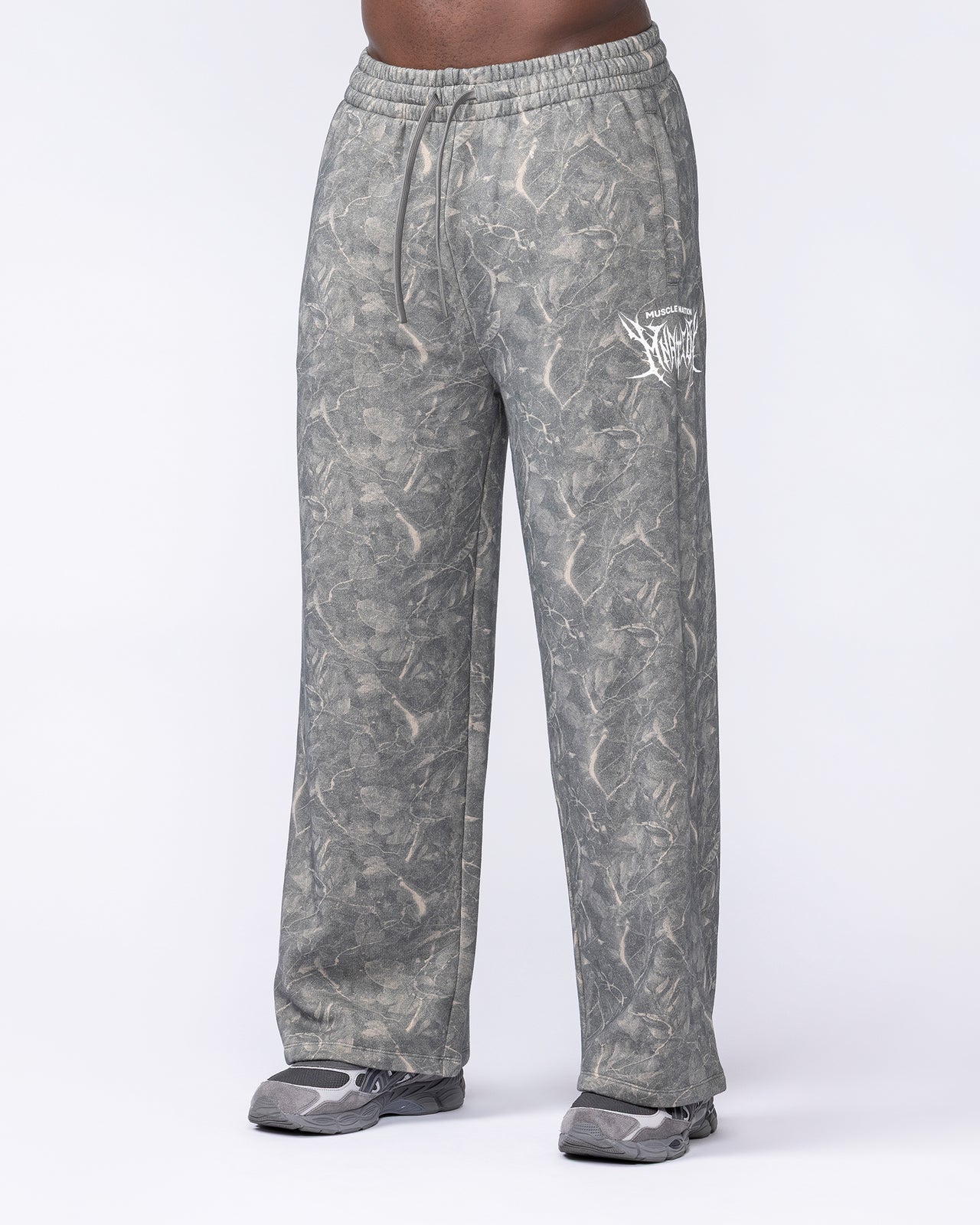 Gothic Wide Leg Trackies - Washed Tree Camo