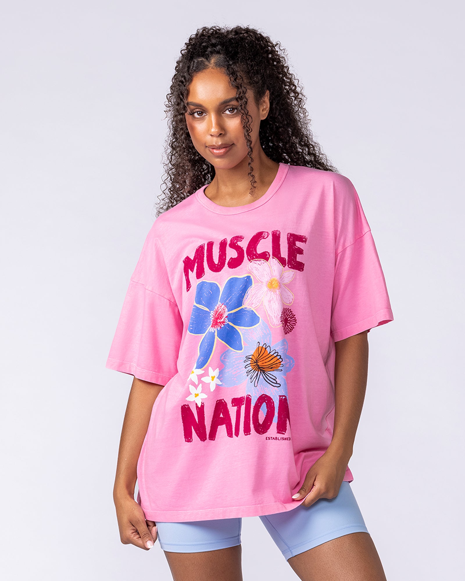Hawaiian Vibes Oversized Tee - Washed Pink Frosting