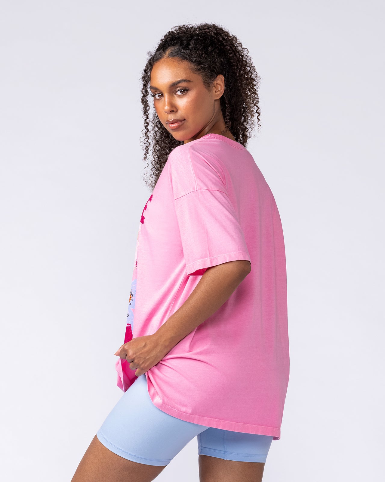 Hawaiian Vibes Oversized Tee - Washed Pink Frosting