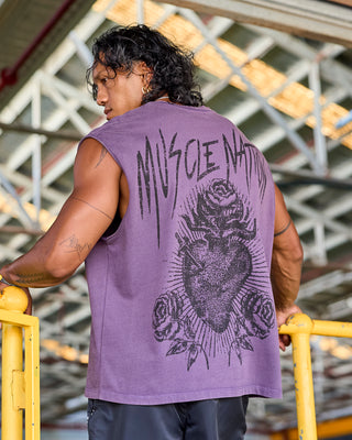 Heartless Vintage Boxy Muscle Tank - Washed Dark Purple-Singlets & Tanks-S-1125142WDRKPUR-S-MNAPPRL47433-1-Muscle Nation