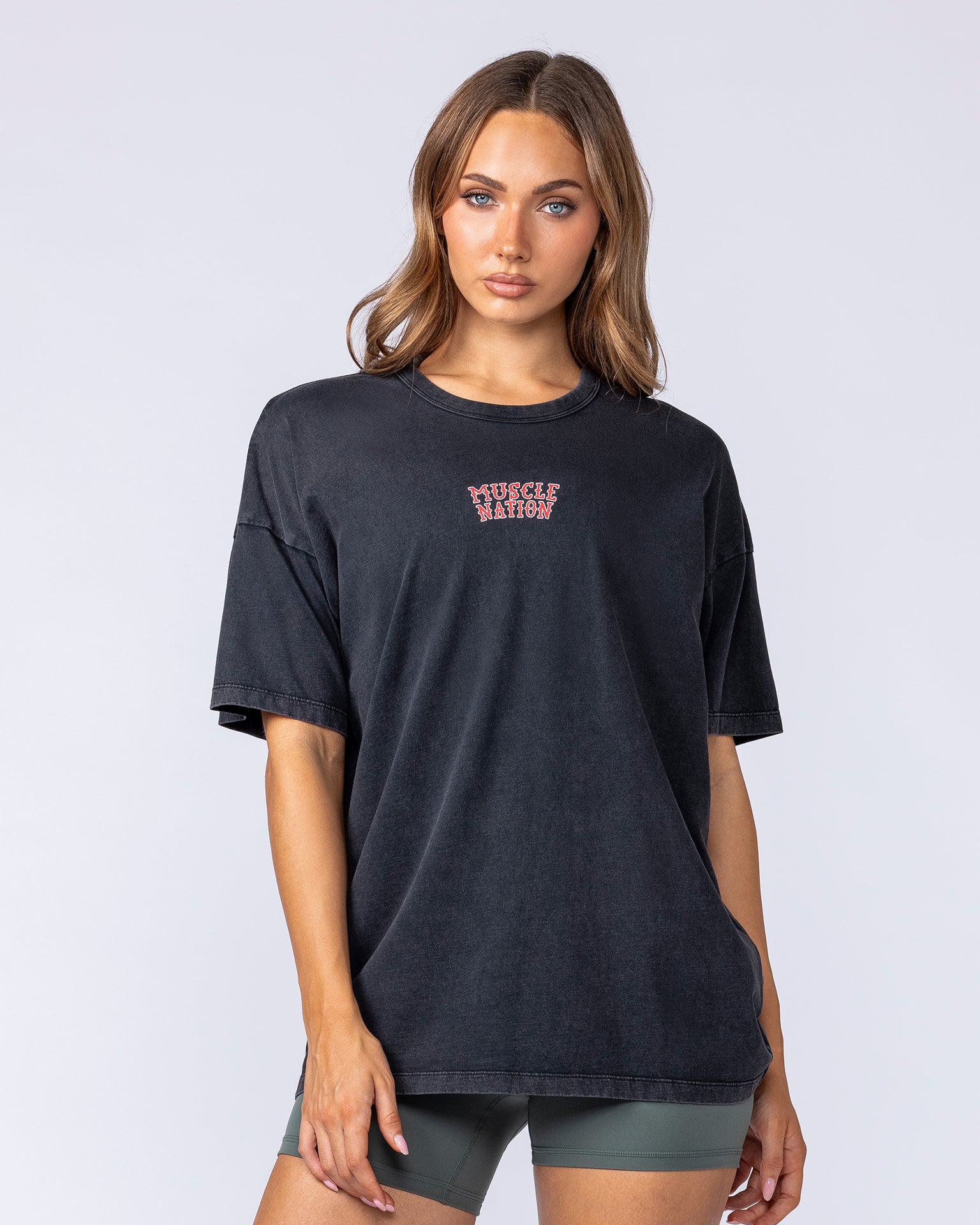 Hearts On Fire Oversized Tee - Washed Black