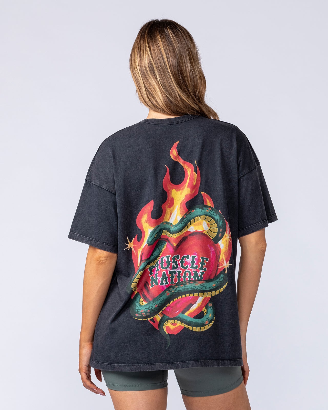 Hearts On Fire Oversized Tee - Washed Black