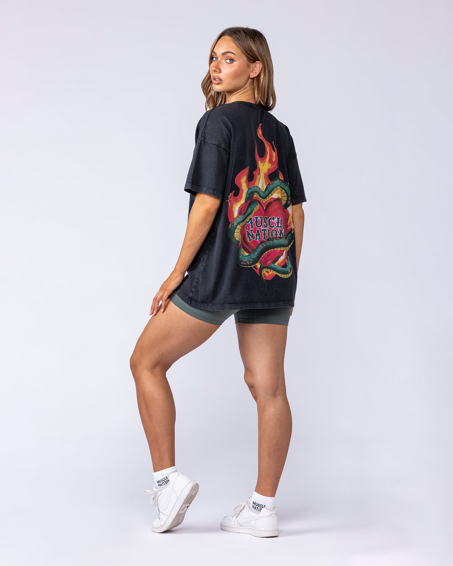 Hearts On Fire Oversized Tee - Washed Black