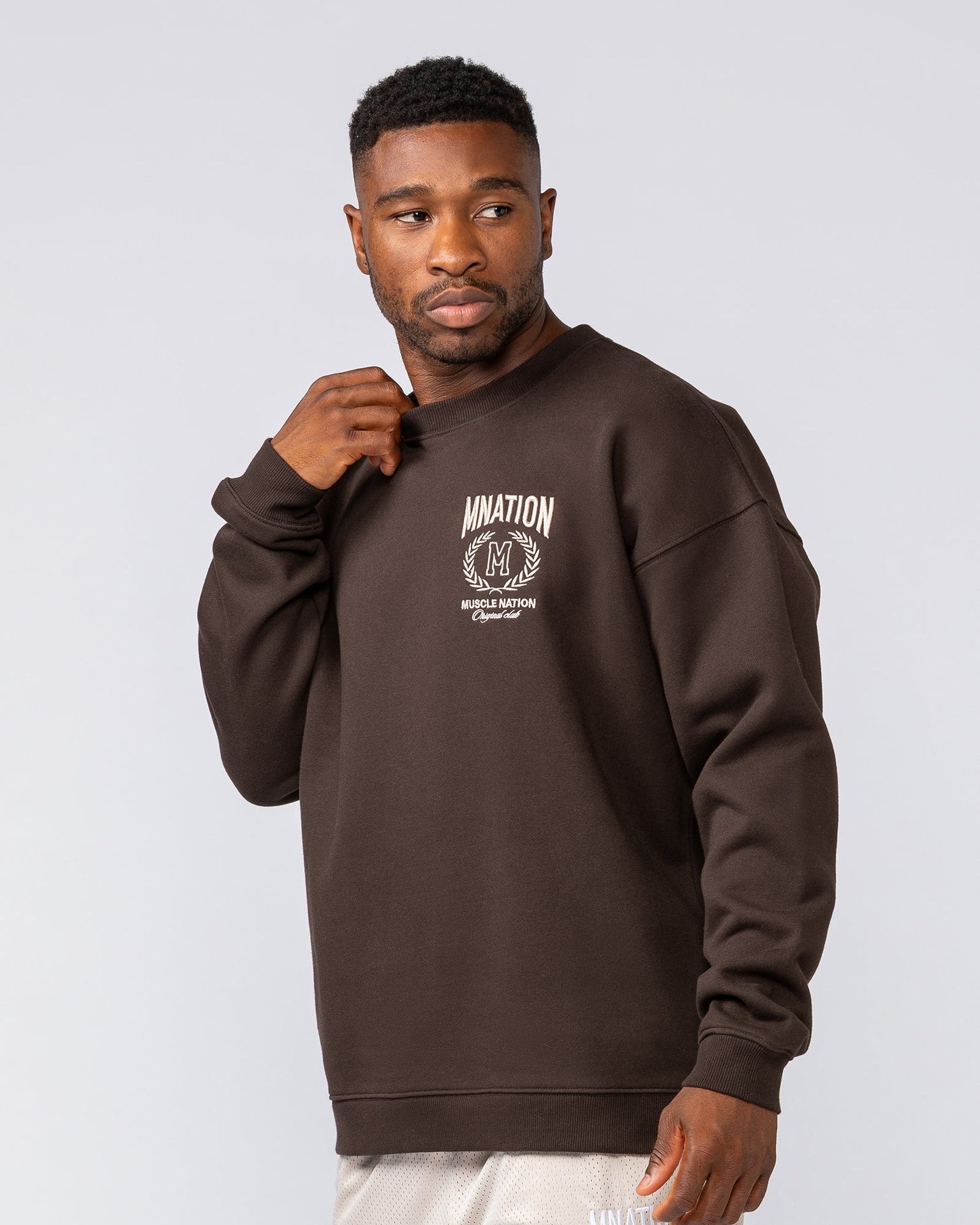 Heritage Crest Crew Pullover - Cocoa-Jumpers & Hoodies-XS-032514COCOA-XS-MNAPPRL41277-3-Muscle Nation