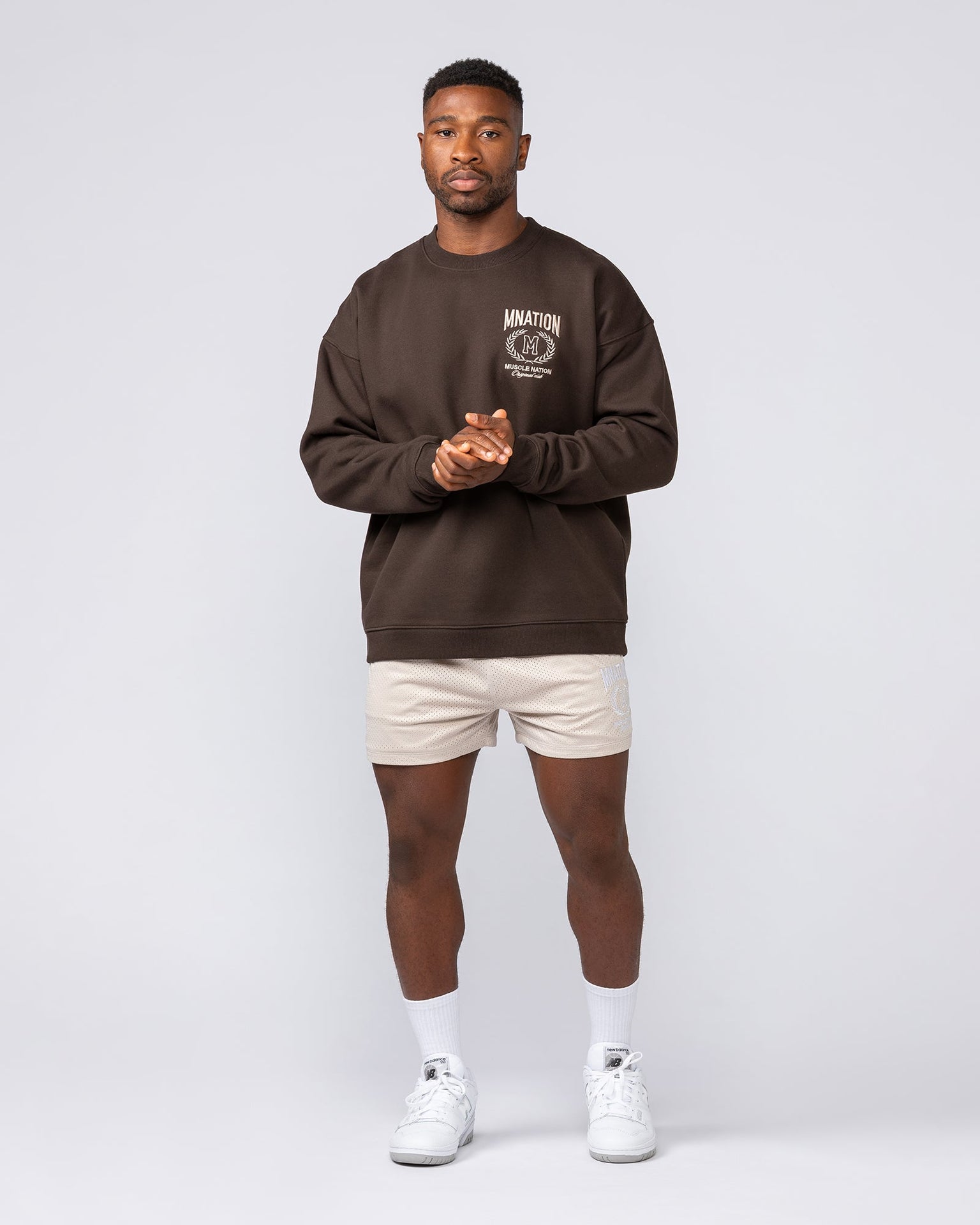 Heritage Crest Crew Pullover - Cocoa-Jumpers & Hoodies-XS-032514COCOA-XS-MNAPPRL41277-6-Muscle Nation