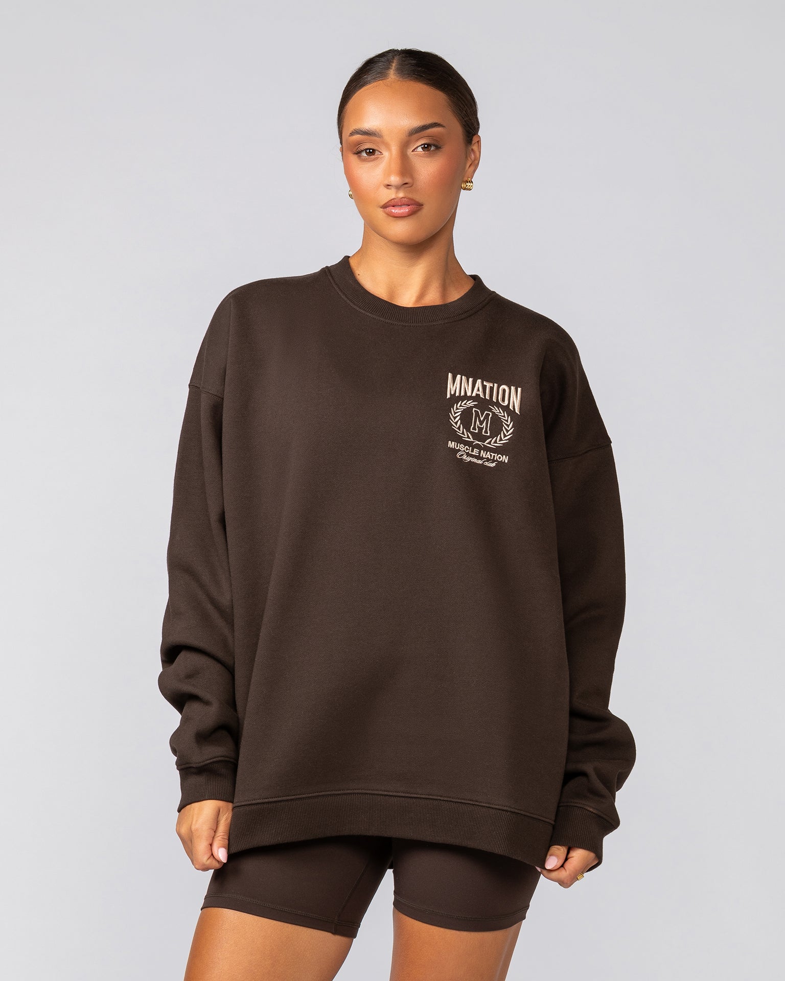 Heritage Crest Crew Pullover - Cocoa-Jumpers & Hoodies-XS-032514COCOA-XS-MNAPPRL41277-7-Muscle Nation