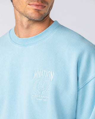 Heritage Crest Crew Pullover - Washed Light Blue-Jumpers & Hoodies-XS-032514WSHLTBL-XS-MNAPPRL41269-2-Muscle Nation