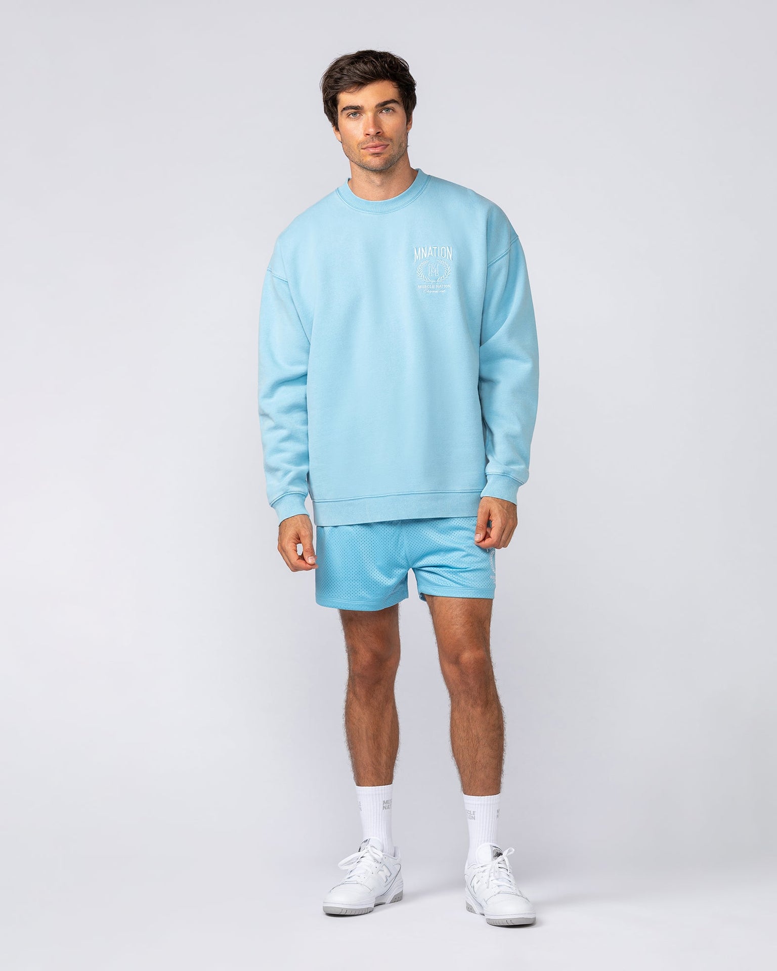 Heritage Crest Crew Pullover - Washed Light Blue-Jumpers & Hoodies-XS-032514WSHLTBL-XS-MNAPPRL41269-6-Muscle Nation