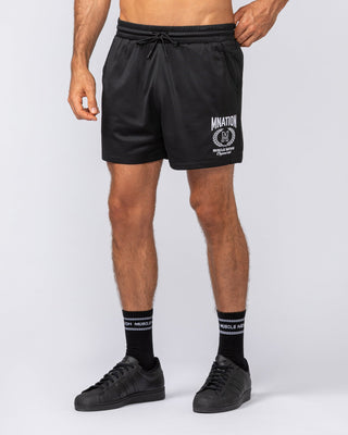 Heritage Crest Lay Up 3.5" Shorts - Black-Shorts-S-032504BLK-S-MNAPPRL41391-1-Muscle Nation