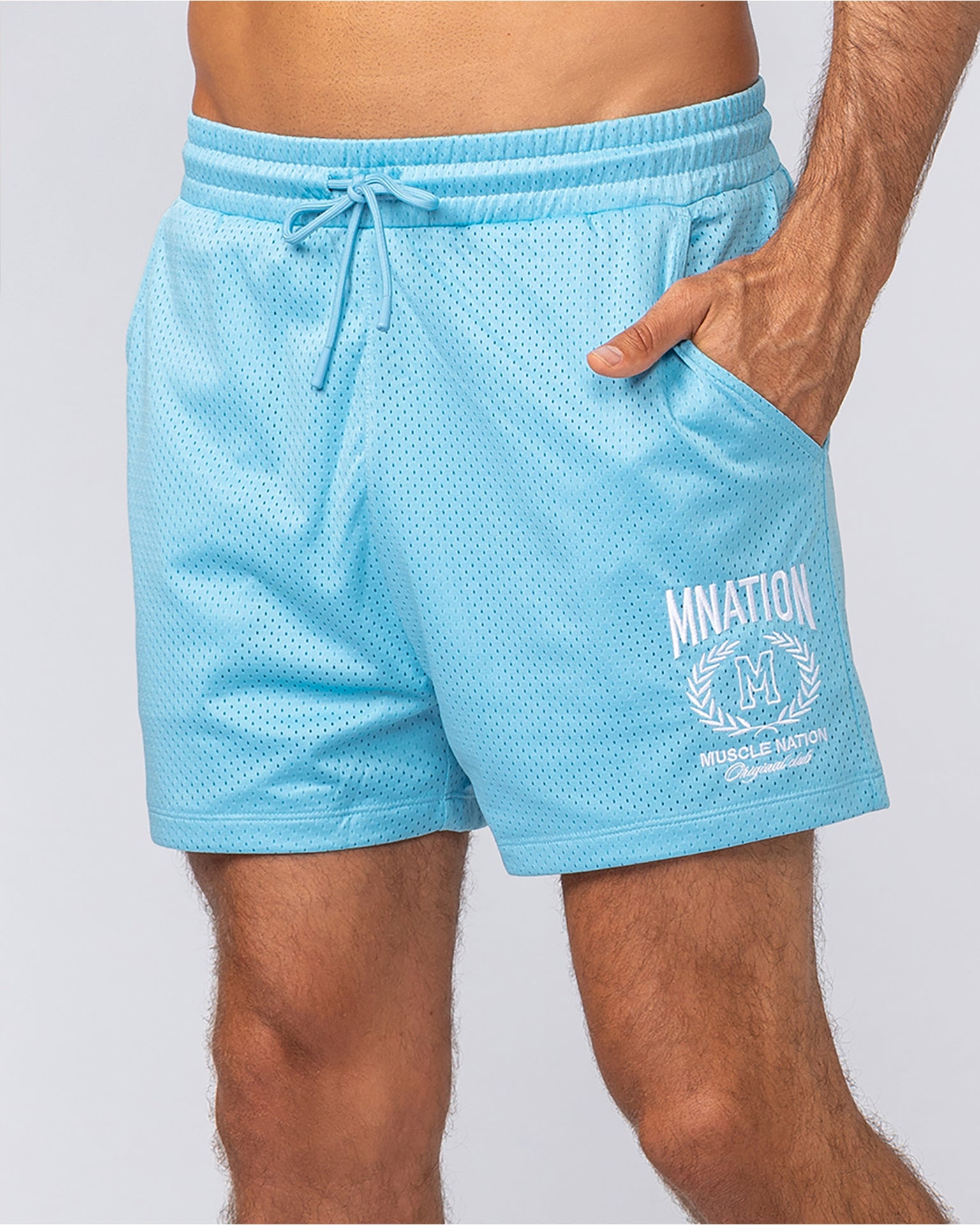 Heritage Crest Lay Up 3.5" Shorts - Light Blue-Shorts-S-032504LTBL-S-MNAPPRL41384-1-Muscle Nation