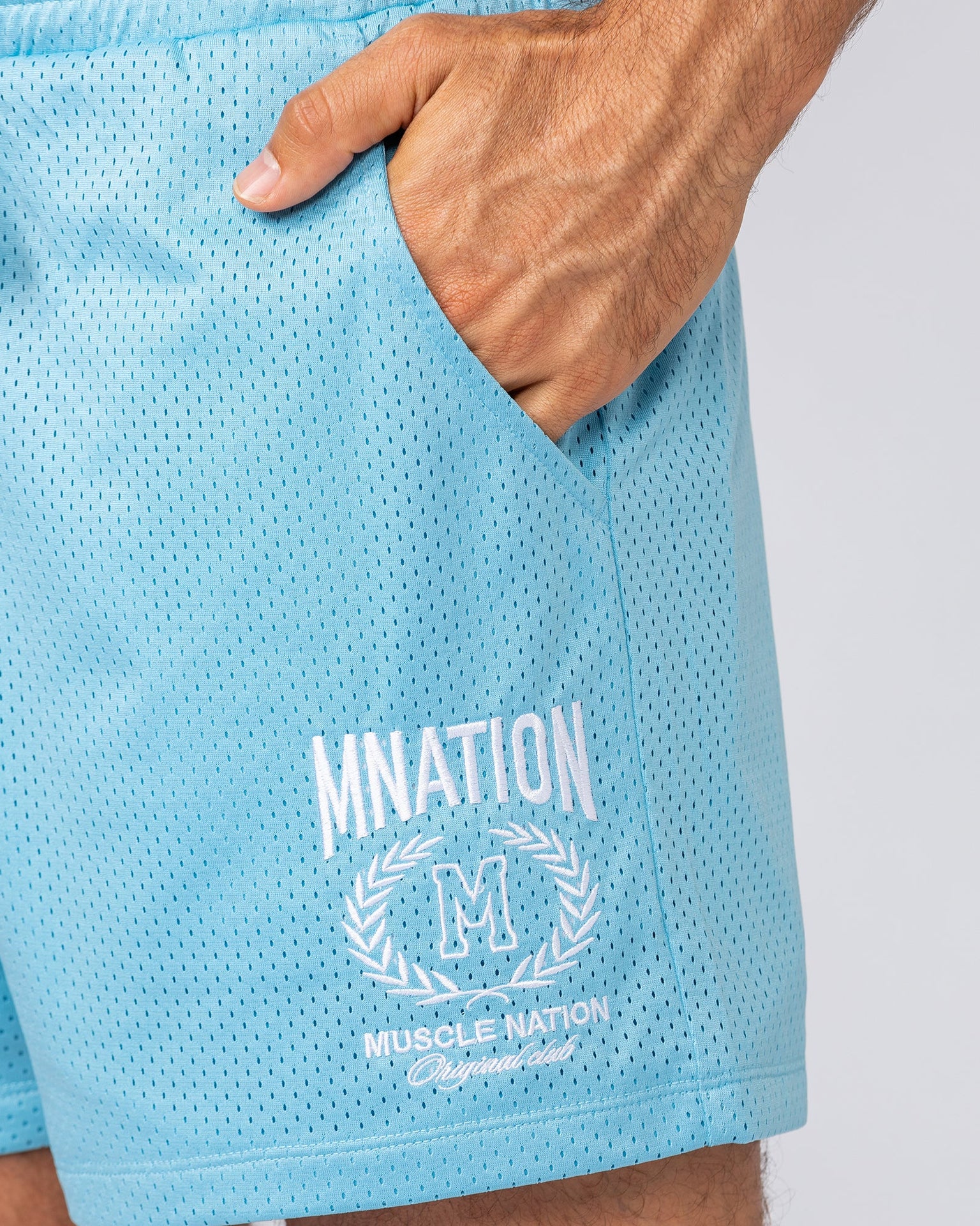 Heritage Crest Lay Up 3.5" Shorts - Light Blue-Shorts-S-032504LTBL-S-MNAPPRL41384-4-Muscle Nation