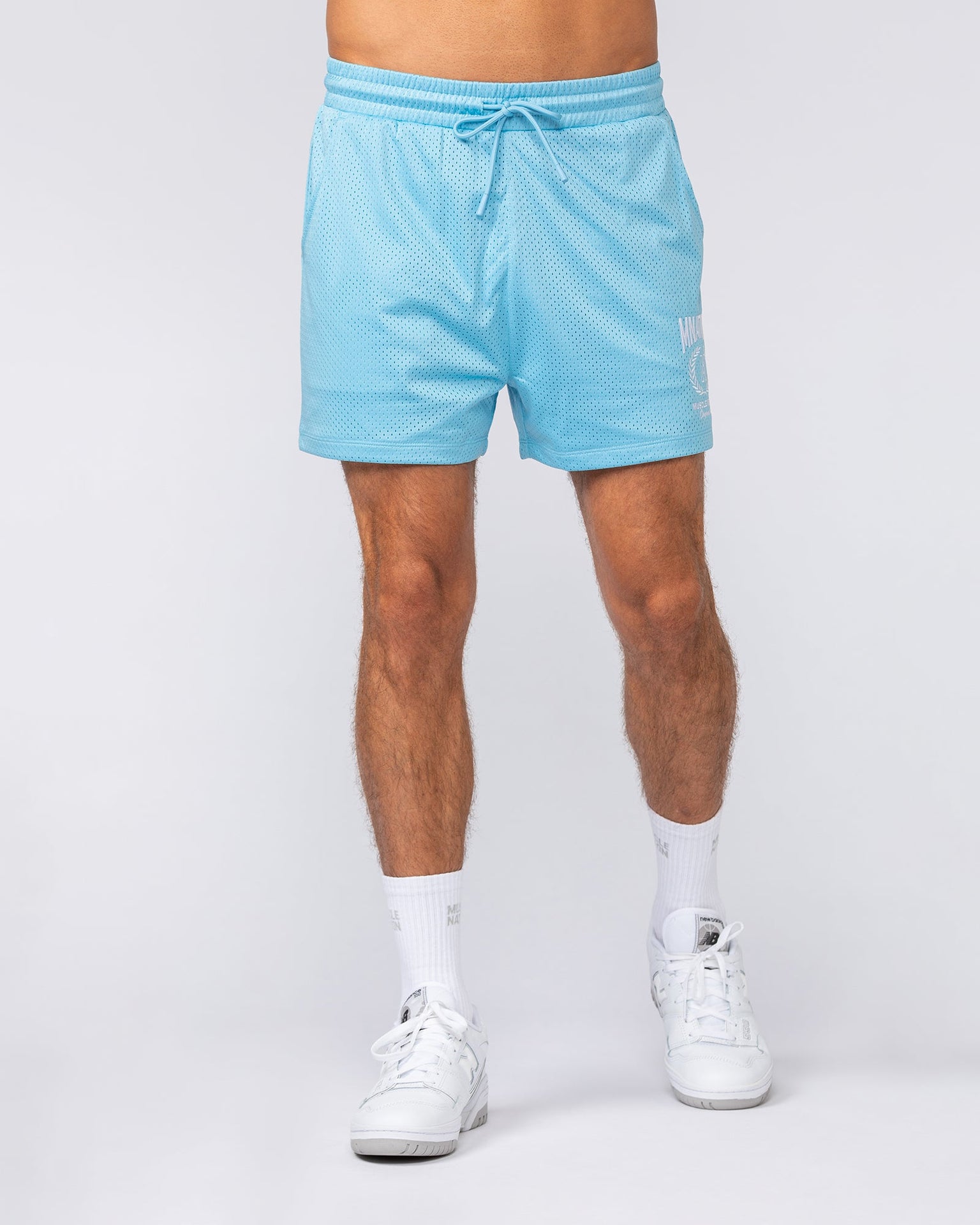 Heritage Crest Lay Up 3.5" Shorts - Light Blue-Shorts-S-032504LTBL-S-MNAPPRL41384-2-Muscle Nation