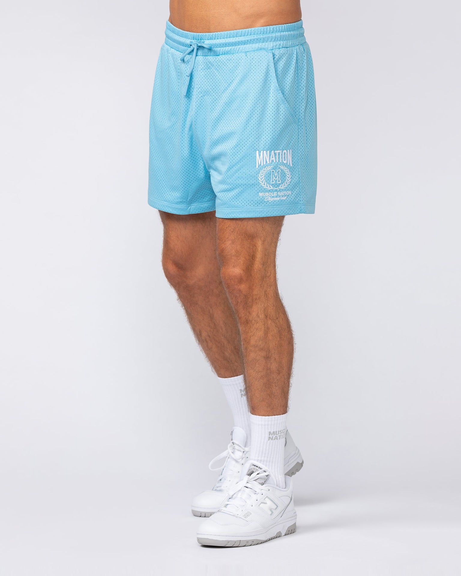 Heritage Crest Lay Up 3.5" Shorts - Light Blue-Shorts-S-032504LTBL-S-MNAPPRL41384-3-Muscle Nation