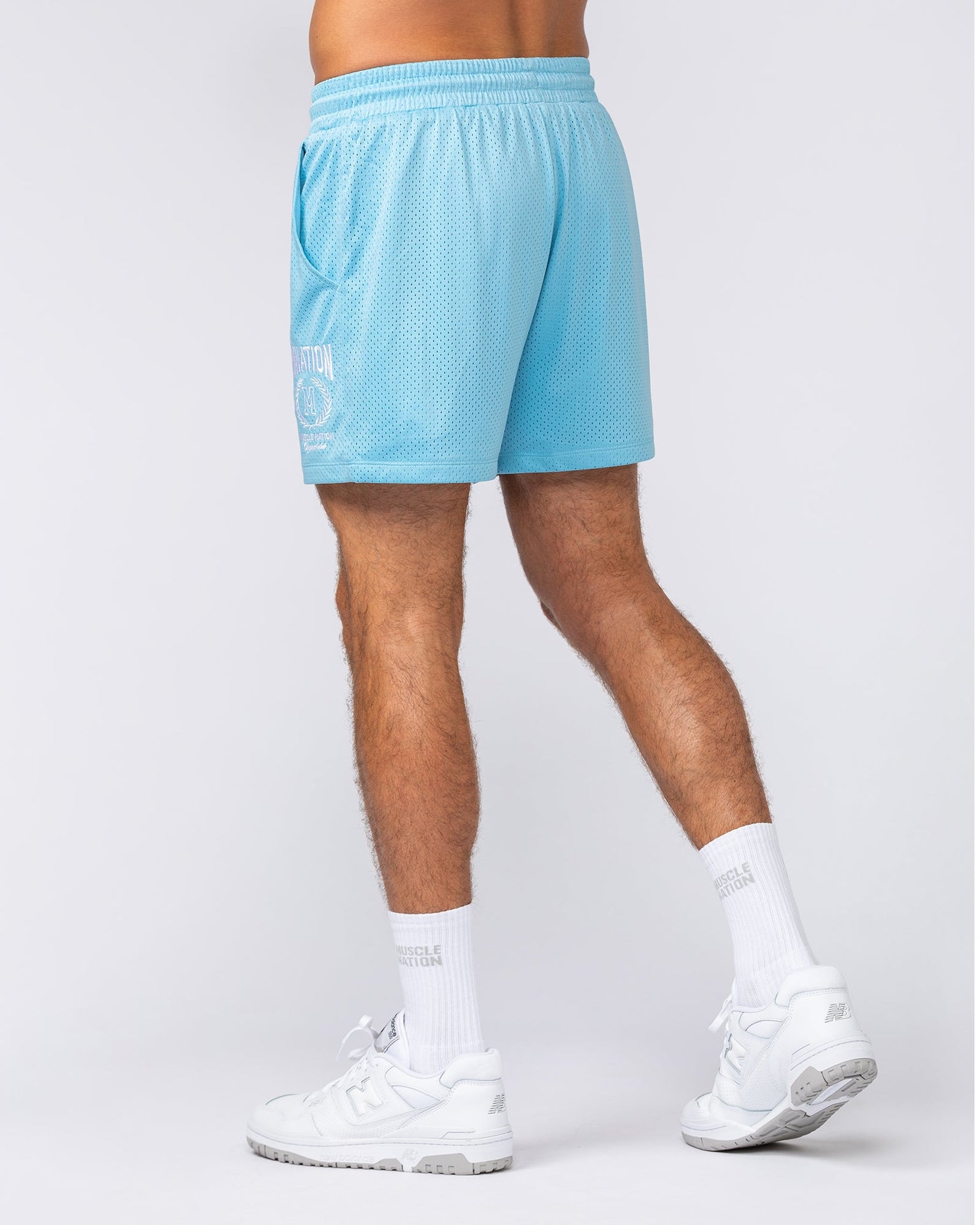 Heritage Crest Lay Up 3.5" Shorts - Light Blue-Shorts-S-032504LTBL-S-MNAPPRL41384-5-Muscle Nation