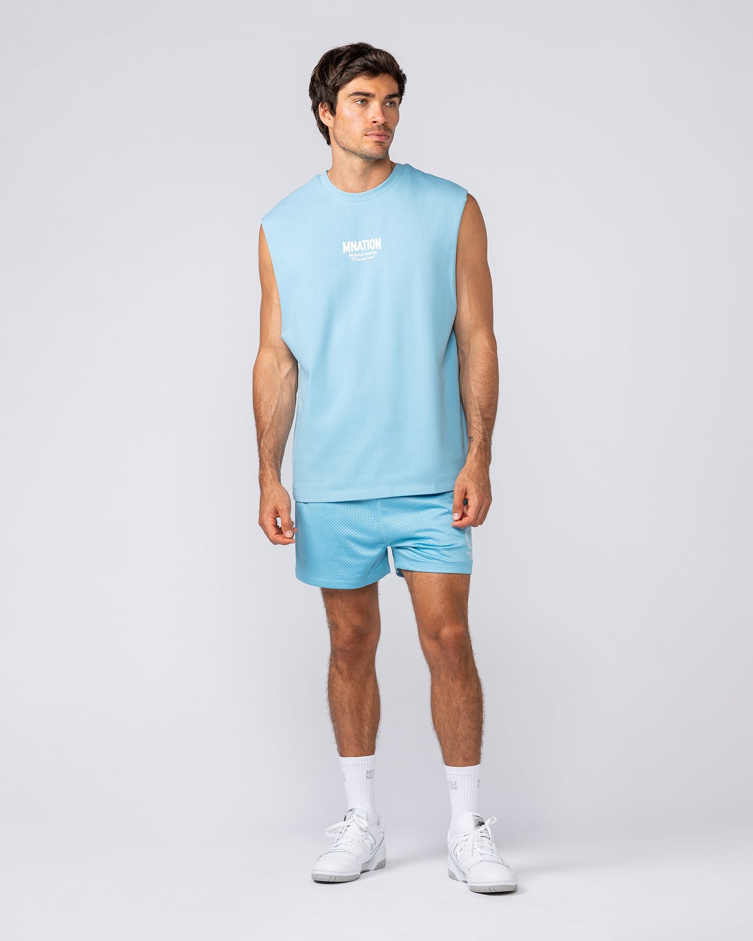 Heritage Crest Lay Up 3.5" Shorts - Light Blue-Shorts-S-032504LTBL-S-MNAPPRL41384-7-Muscle Nation