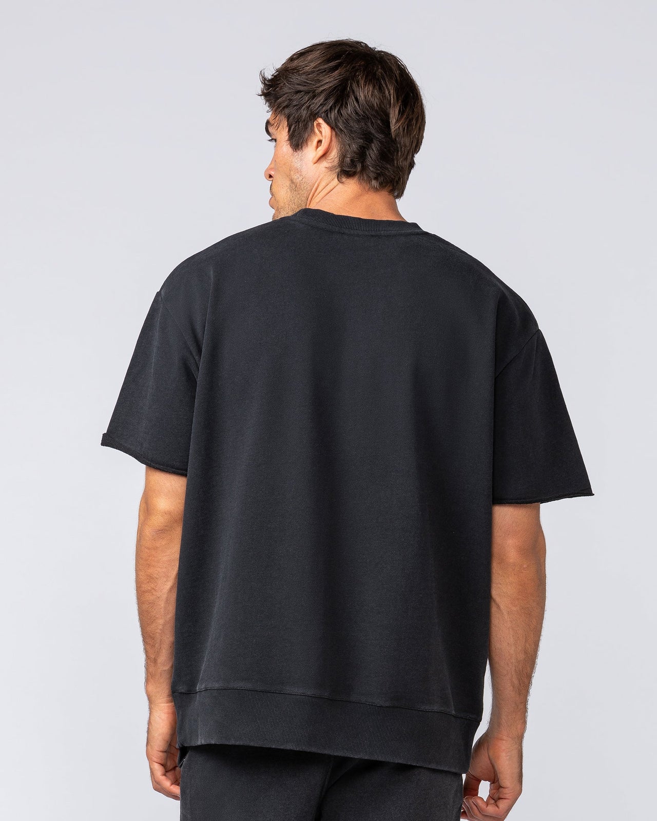 Heritage Loopback Oversized Tee in Washed Black - Muscle Nation men's gym tee, view 4