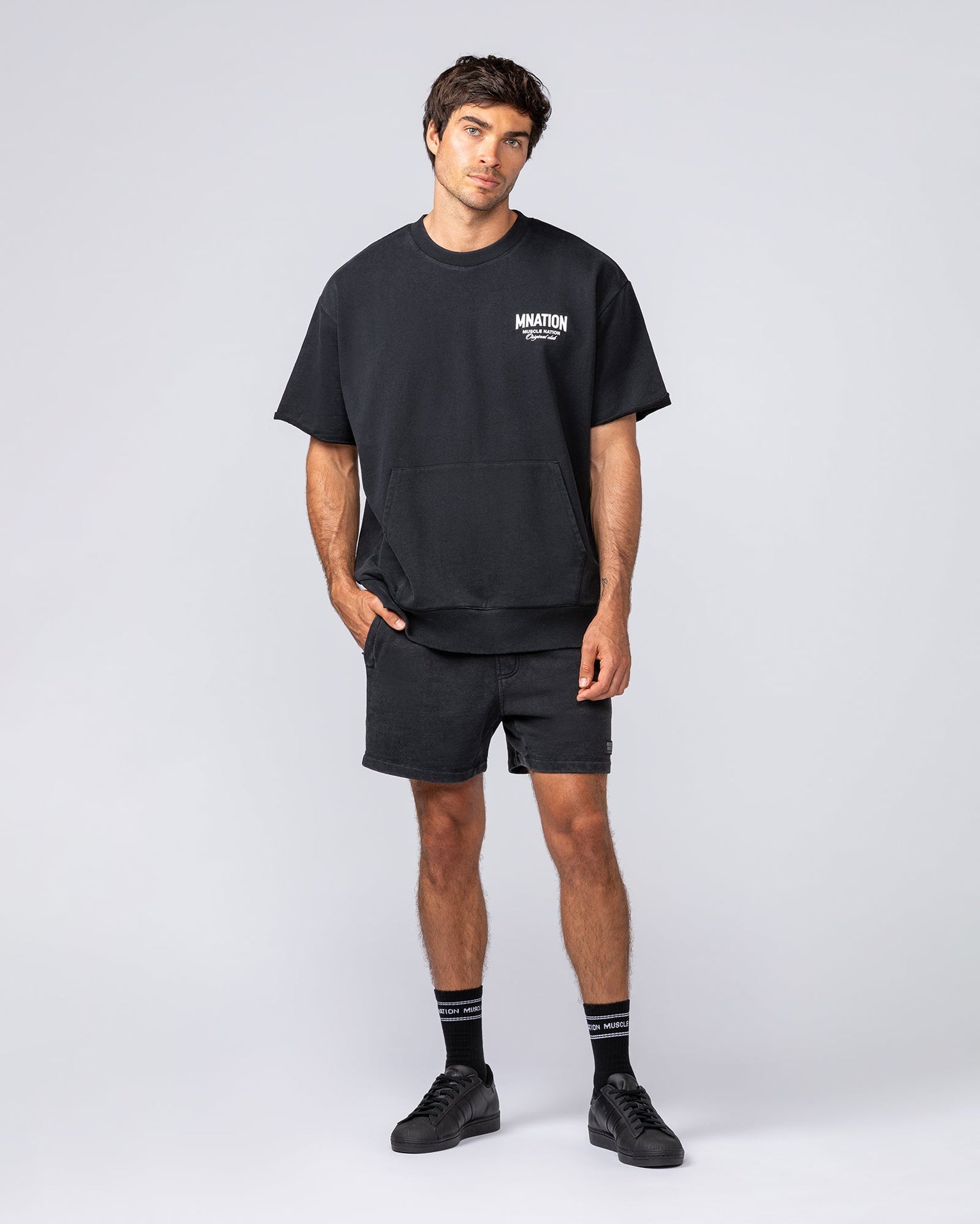 Heritage Loopback Oversized Tee - Washed Black-T-Shirts-XS-032517WSHBLK-XS-MNAPPRL41317-5-Muscle Nation
