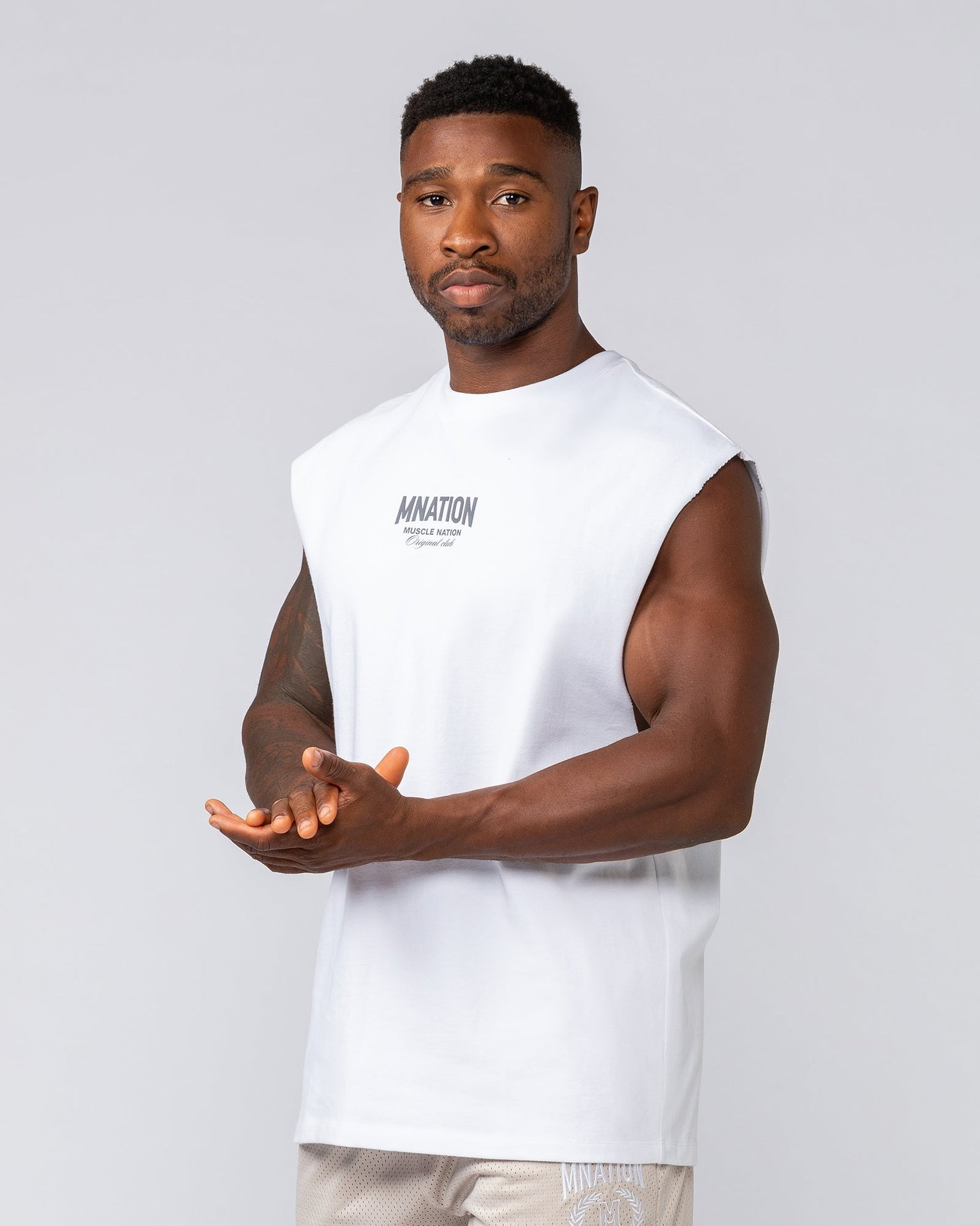 Heritage Muscle Tank - White-Singlets & Tanks-S-032515WHT-S-MNAPPRL41160-3-Muscle Nation