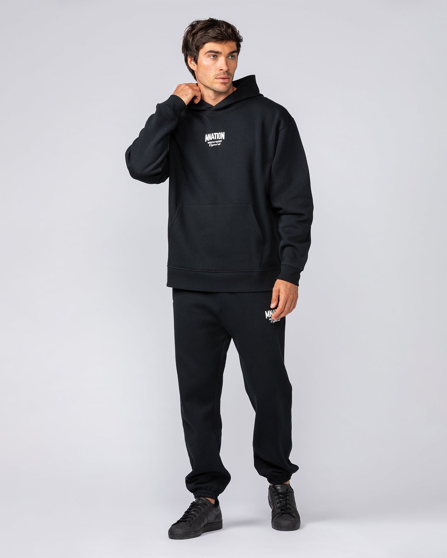 Heritage Oversized Hoodie - Black-Jumpers & Hoodies-XS-032501BLK-XS-MNAPPRL41245-5-Muscle Nation