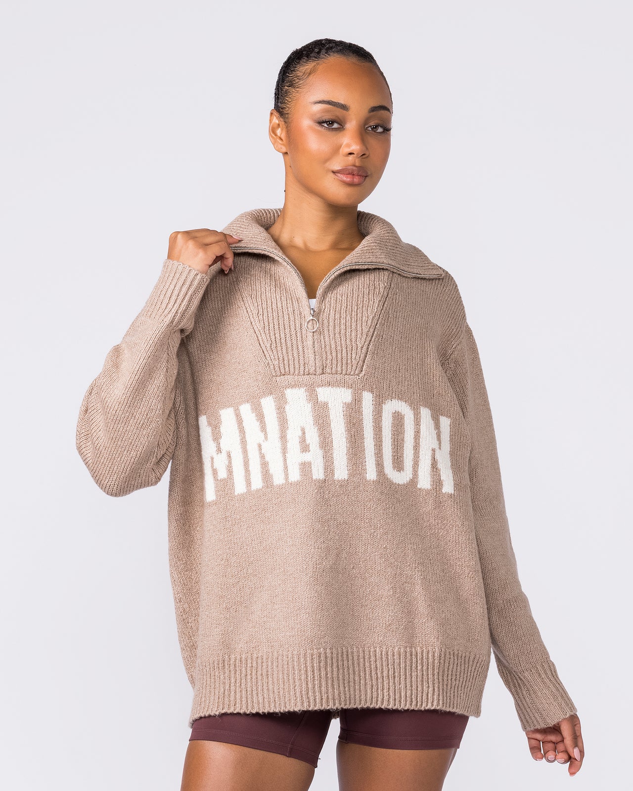 Heritage Oversized Knit - Fossil-Jumpers & Hoodies-XXS/XS-042327FOSIL-XXS/XS-MNAPPRL26474-3-Muscle Nation