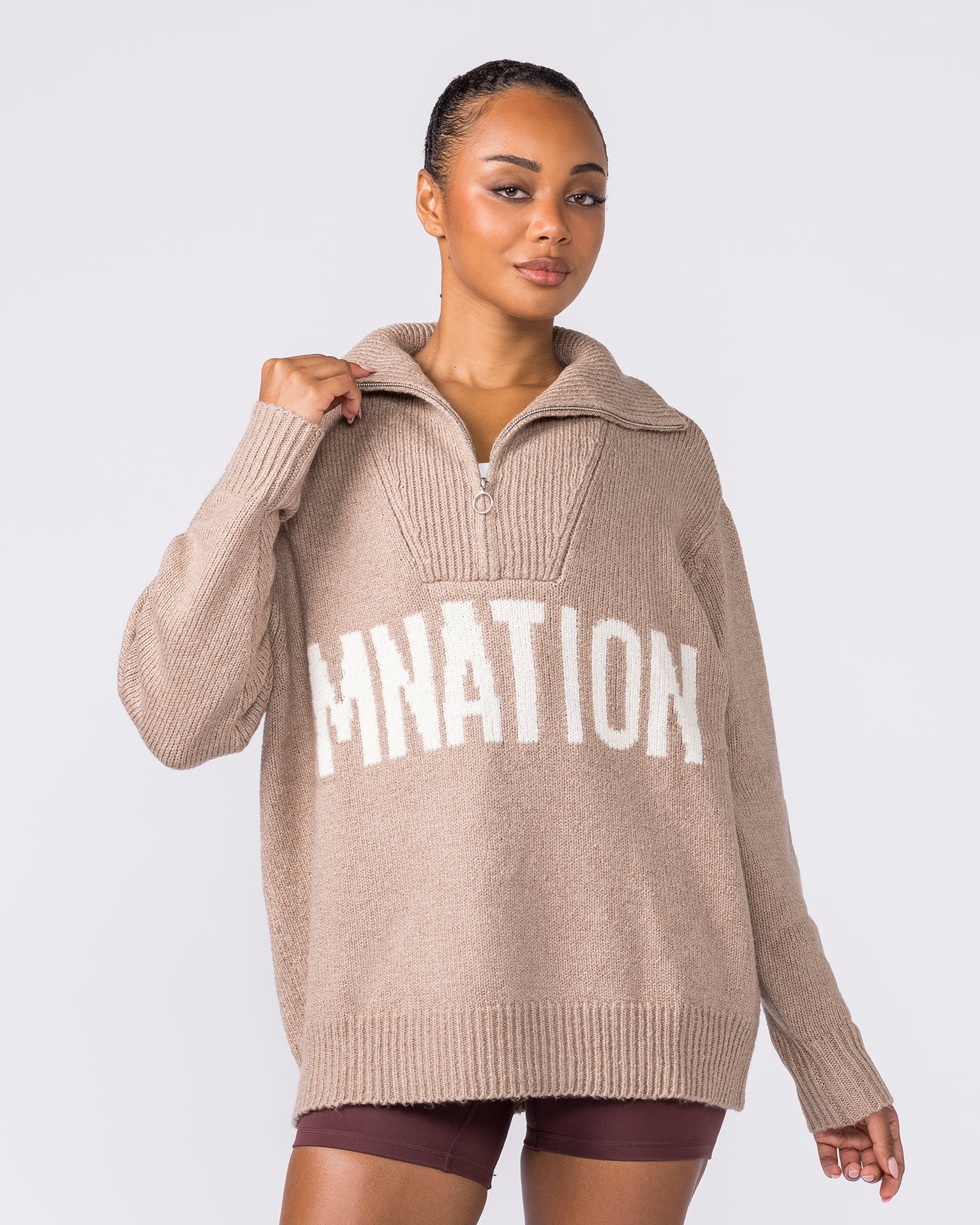 Heritage Oversized Knit - Fossil-Jumpers & Hoodies-XXS/XS-042327FOSIL-XXS/XS-MNAPPRL26474-3-Muscle Nation