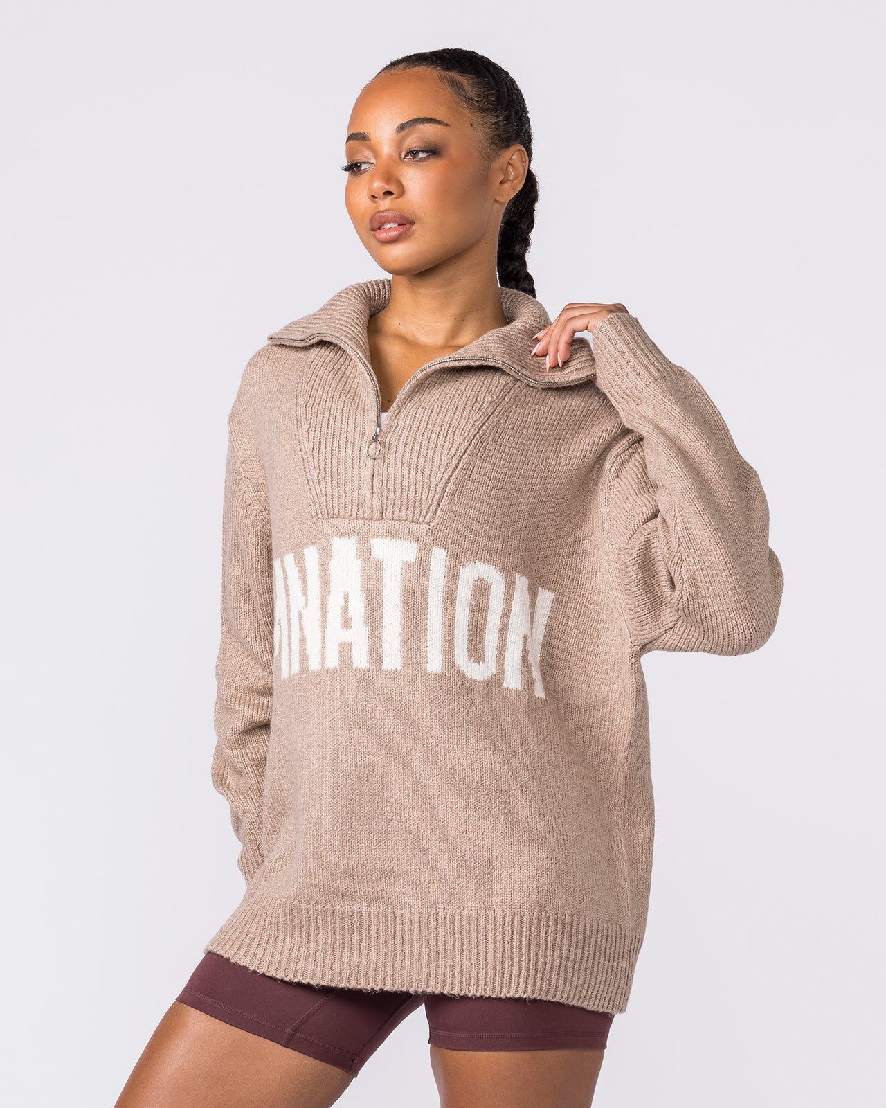 Heritage Oversized Knit - Fossil-Jumpers & Hoodies-XXS/XS-042327FOSIL-XXS/XS-MNAPPRL26474-4-Muscle Nation