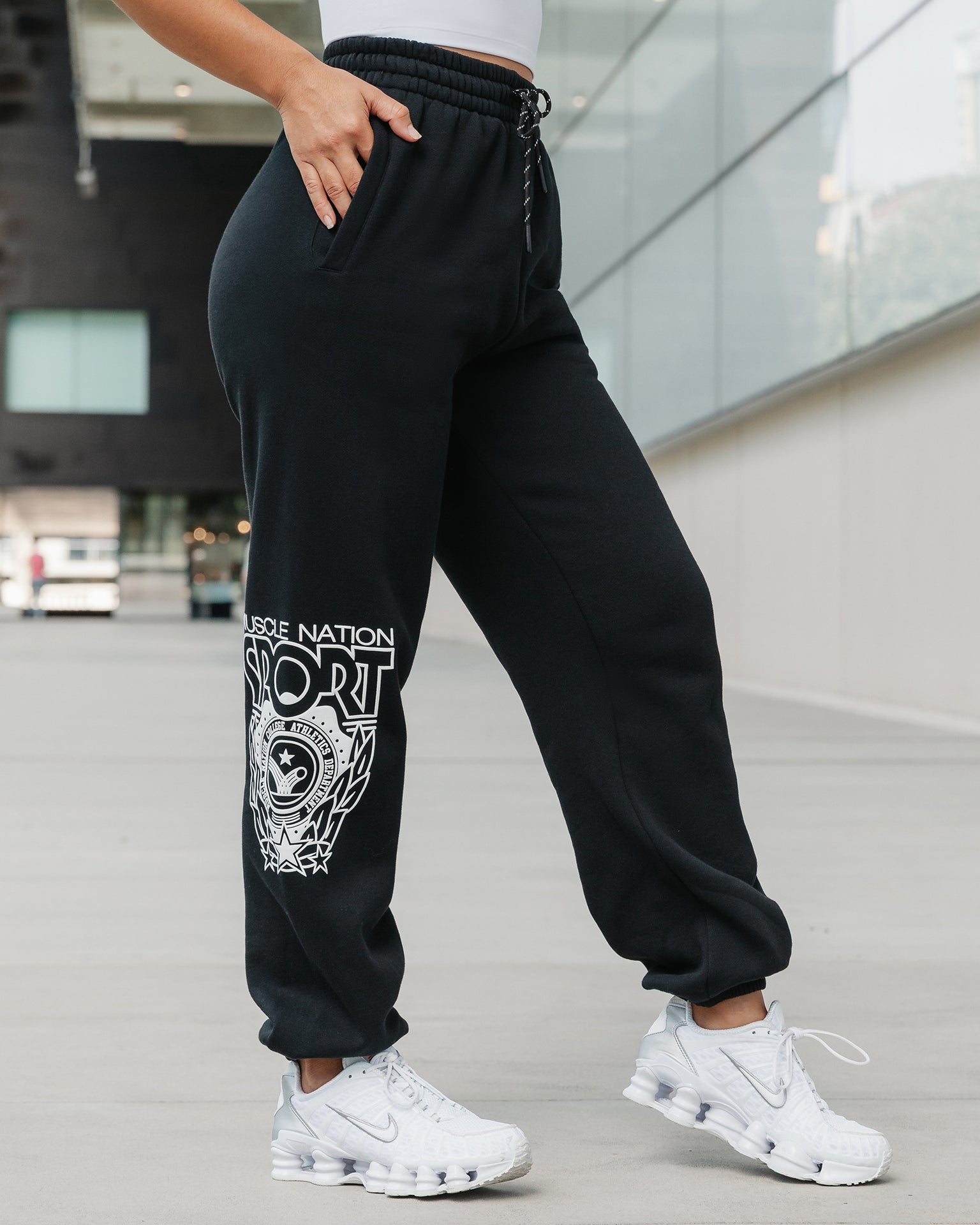 Athletics Slouchy Trackies - Black-Tracksuits-XXS-042544BLK-XXS-MNAPPRL42287-7-Muscle Nation