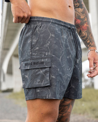 Daily Cargo 5" Shorts - Washed Tree Camo Monochrome