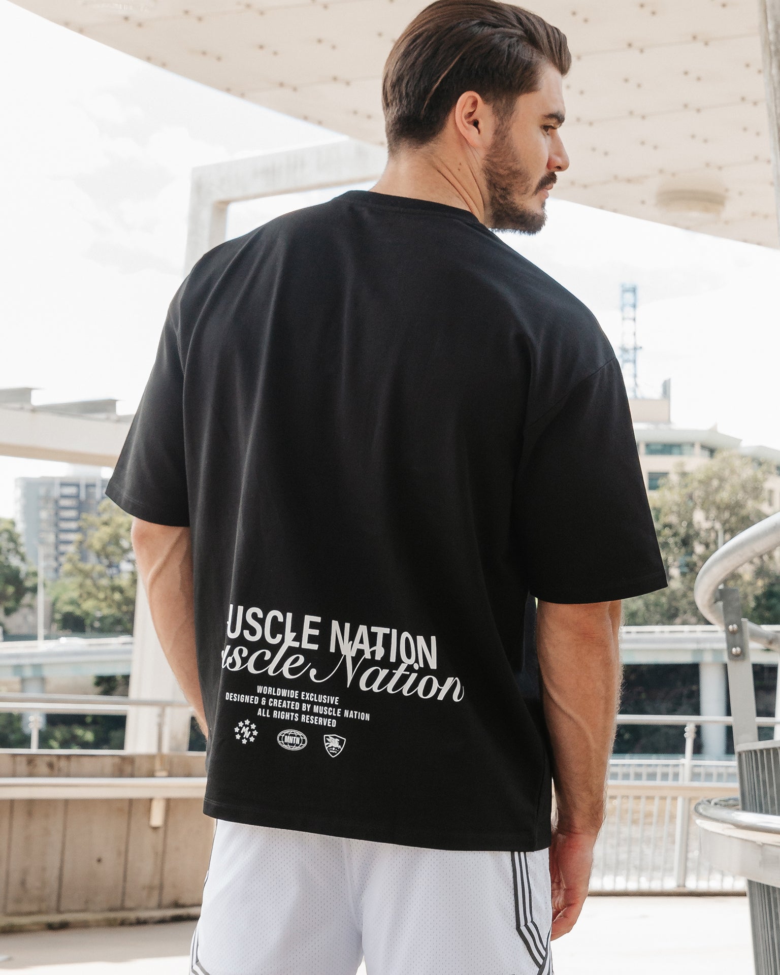 Loopback Oversized Tee - Black-T-Shirts-XS-042501BLK-XS-MNAPPRL41702-1-Muscle Nation