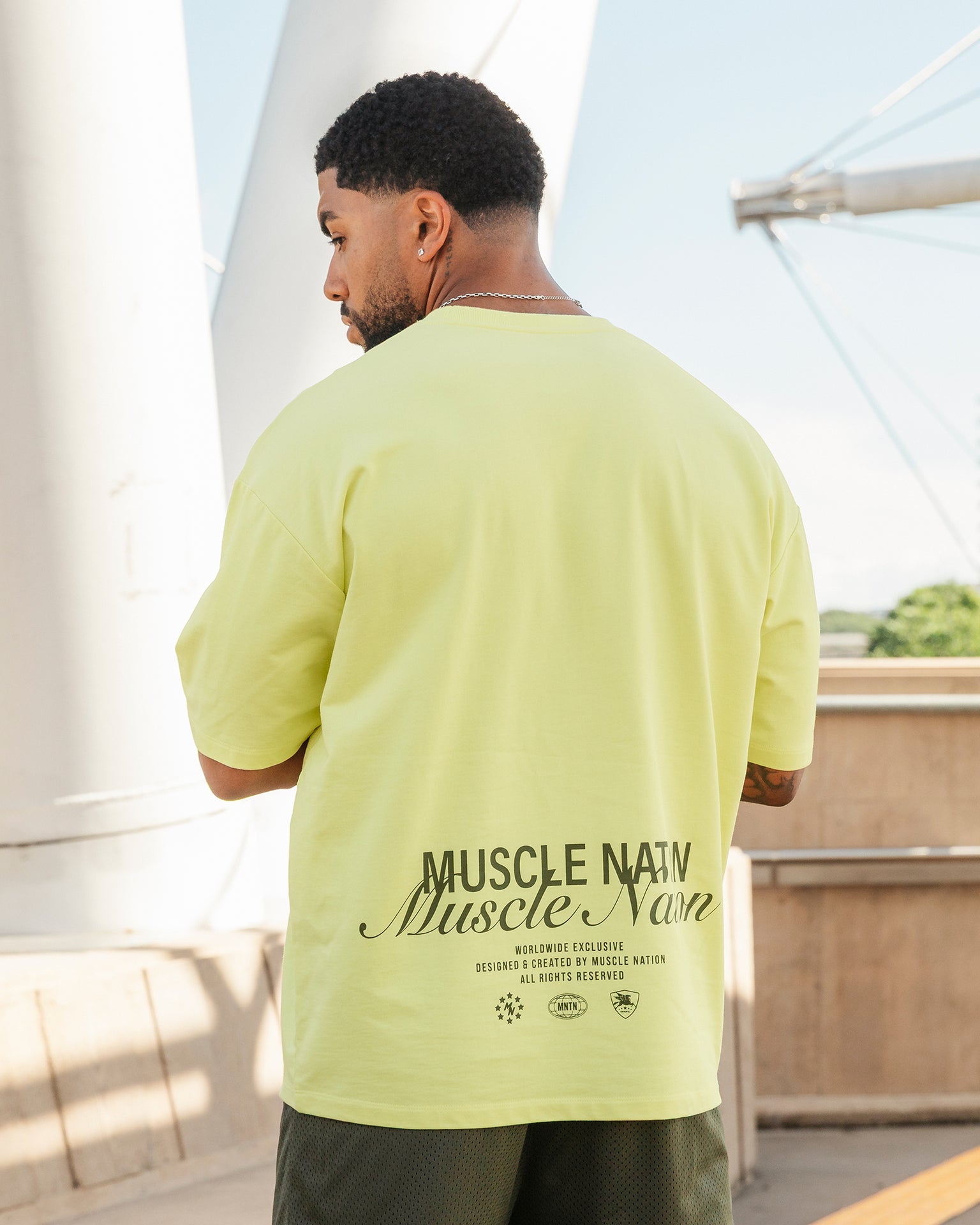 Loopback Oversized Tee - Pale Limeade-T-Shirts-XS-042501LMADE-XS-MNAPPRL41710-1-Muscle Nation