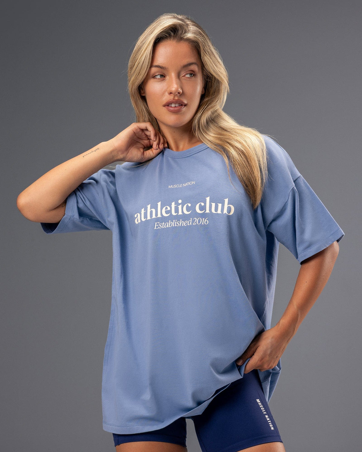 Athletic Club Oversized Tee Faded Denim