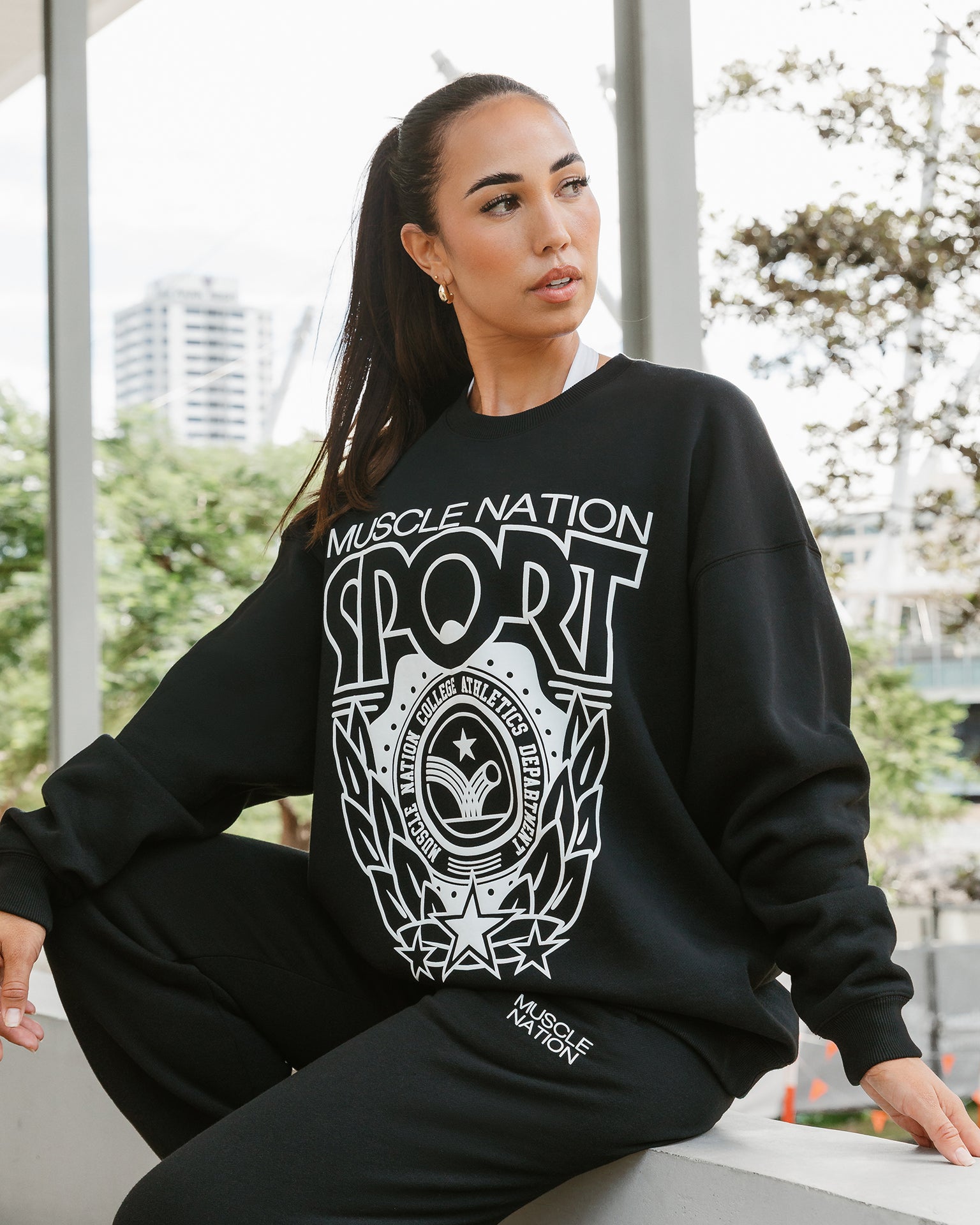 Athletics Oversized Pullover - Black-Jumpers & Hoodies-XXS-042541BLK-XXS-MNAPPRL42269-6-Muscle Nation