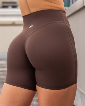 Aura Peachy Invisible Scrunch Bike Shorts - Cocoa-Shorts-XXS-032603COCOA-XXS-MNAPPRL49059-1-Muscle Nation