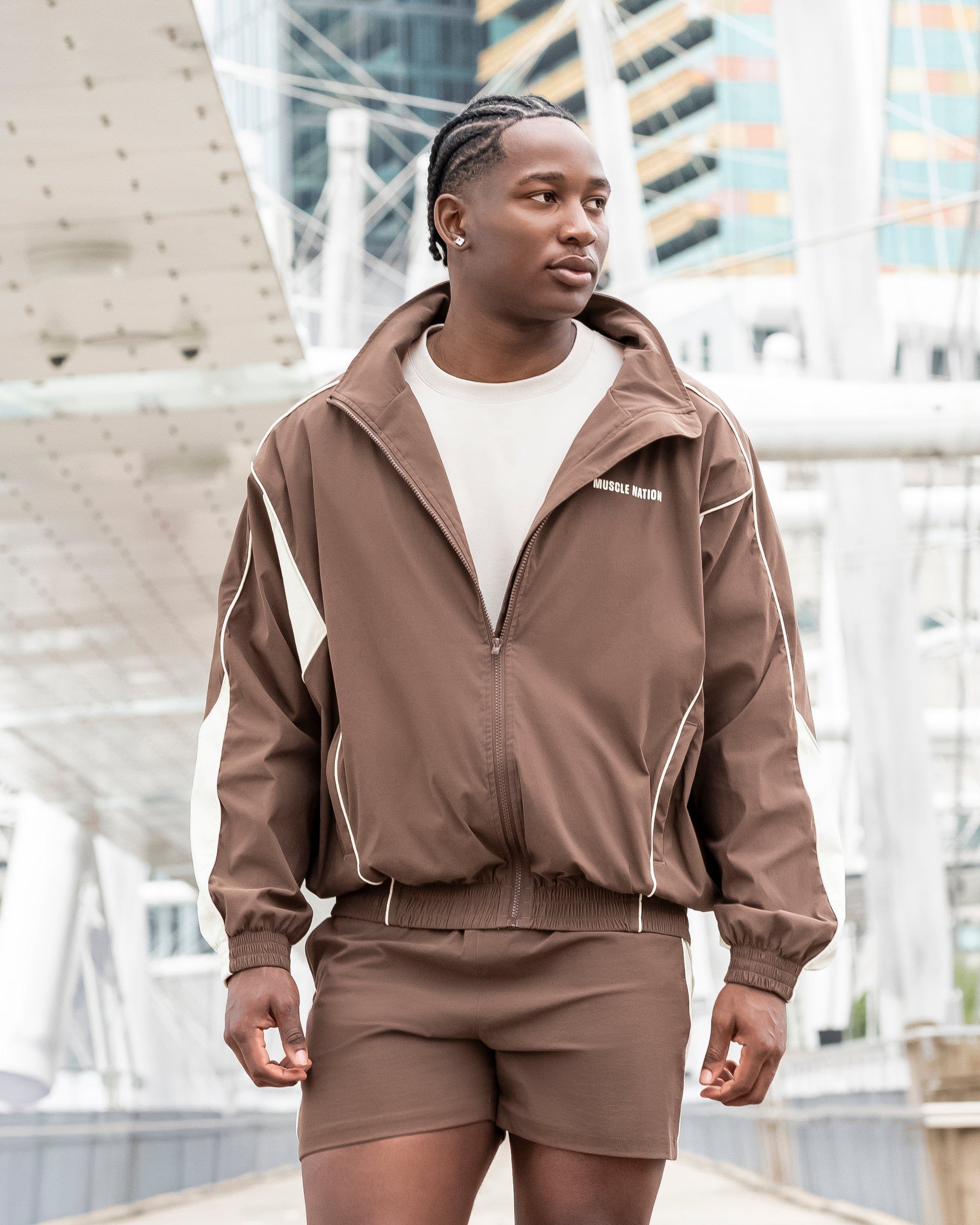 Command Windbreaker Zip Through Brown | Men's Jacket | Muscle Nation
